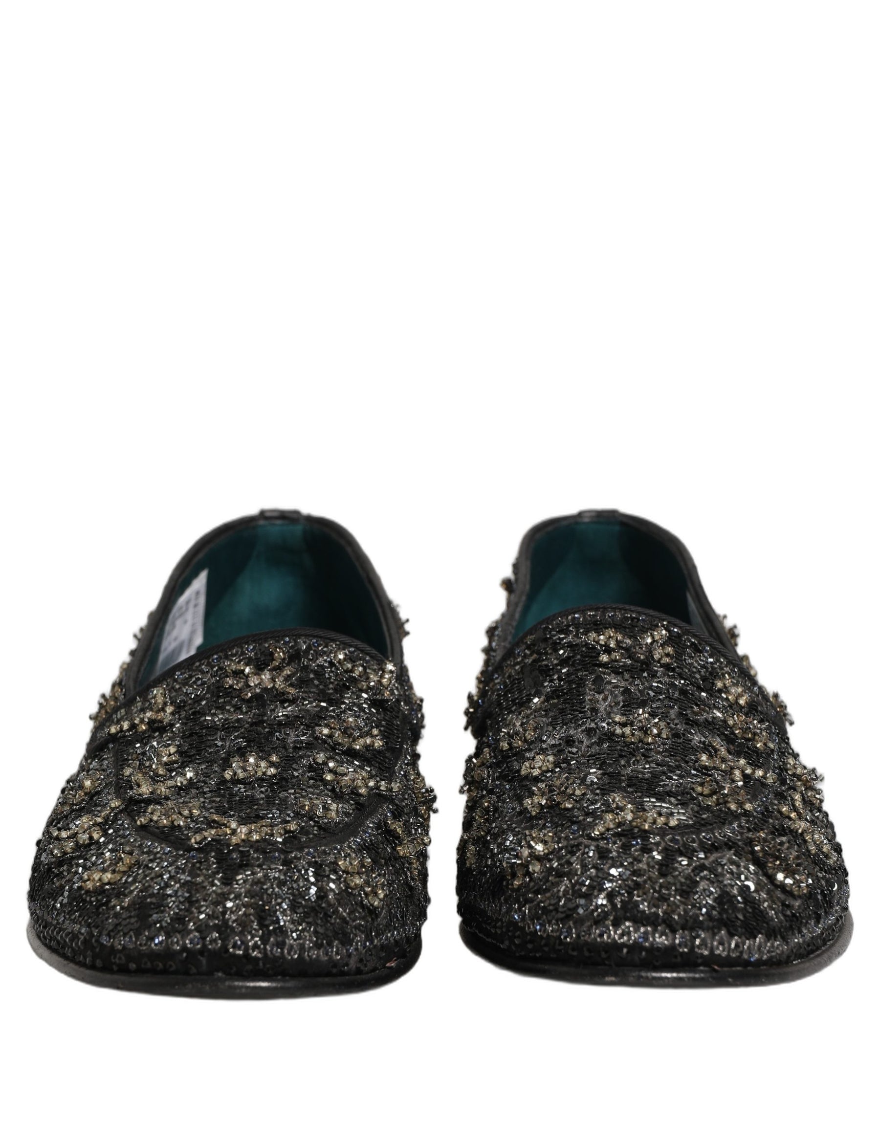 Dolce & Gabbana Black Rhinestone Embellished Loafers Shoes | Regal Royce