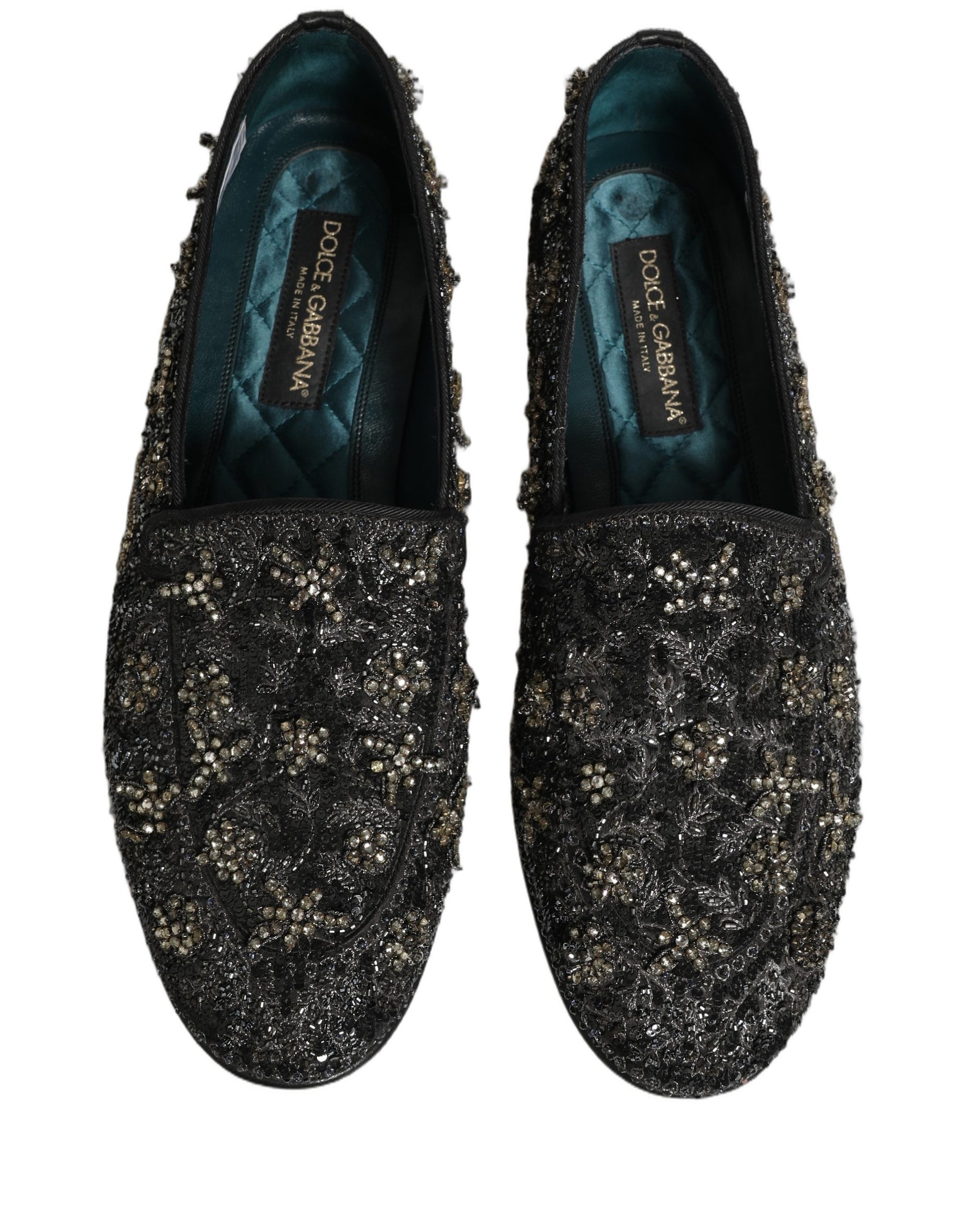 Dolce & Gabbana Black Rhinestone Embellished Loafers Shoes | Regal Royce