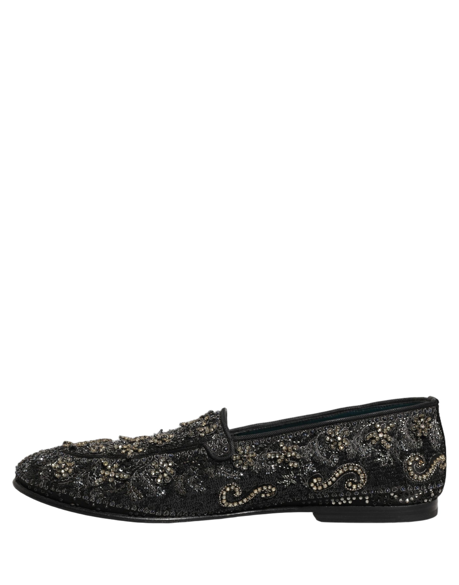 Dolce & Gabbana Black Rhinestone Embellished Loafers Shoes | Regal Royce