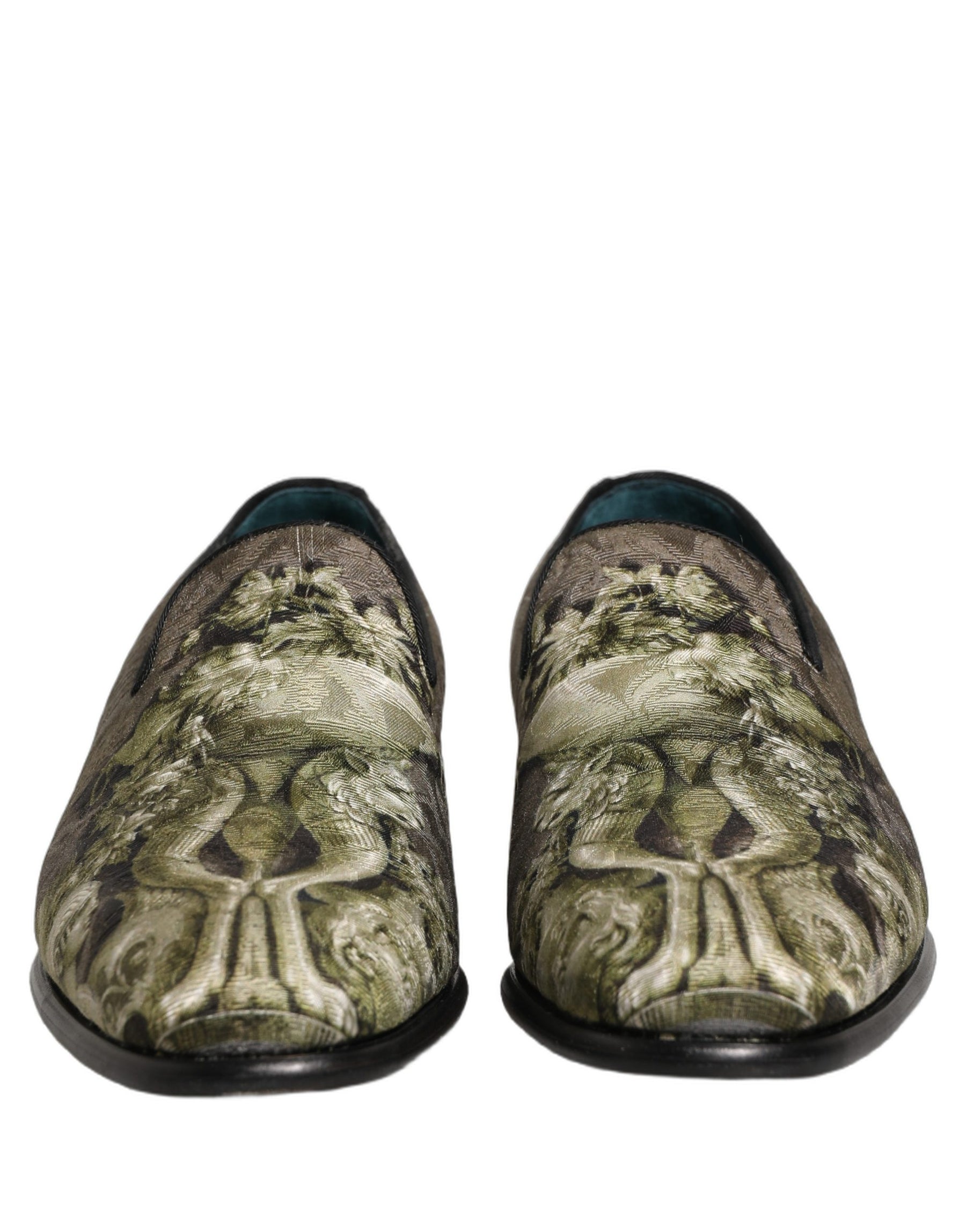 Dolce & Gabbana Brown Baroque Print Slip On Men Loafers Shoes | Regal Royce