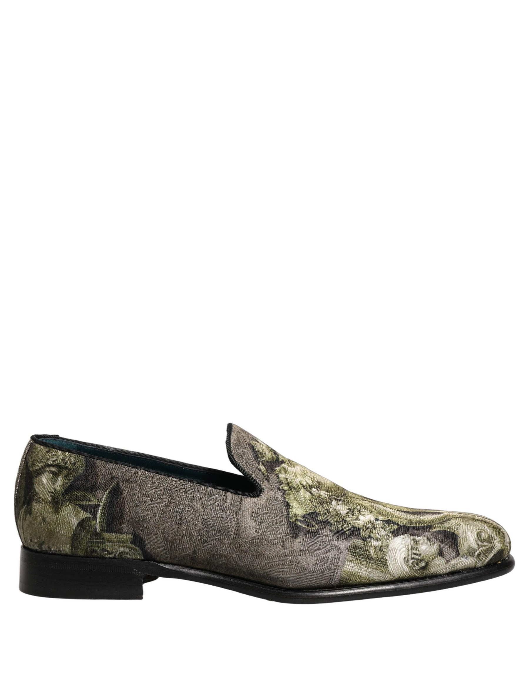 Dolce & Gabbana Brown Baroque Print Slip On Men Loafers Shoes | Regal Royce