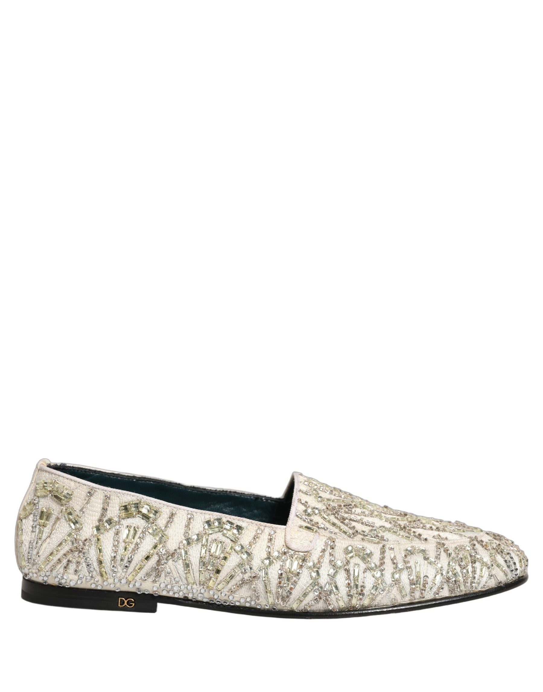 Dolce & Gabbana White Velvet Embroidered Dress Loafers Shoes | Regal Royce