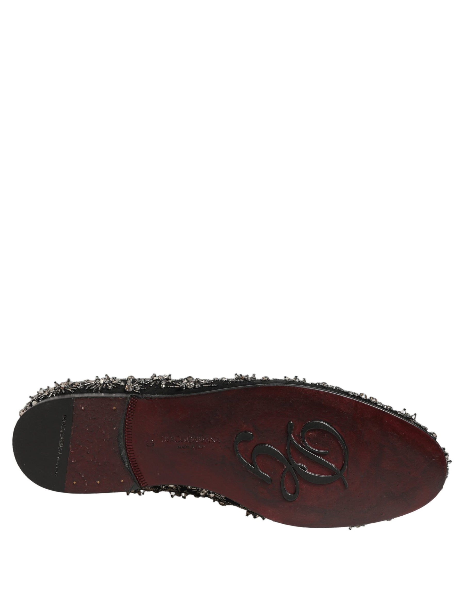 Dolce & Gabbana Black Crystal Embellished Dress Loafers Shoes | Regal Royce