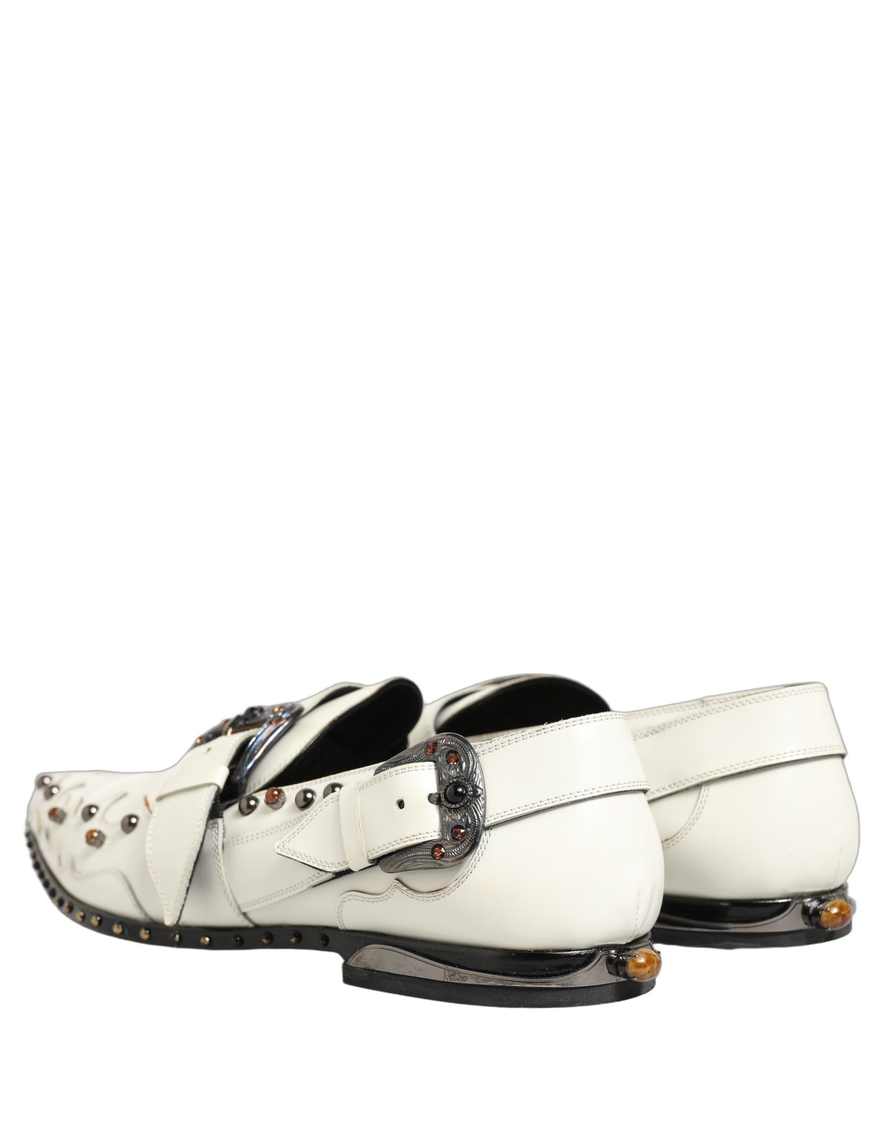 Dolce & Gabbana White Studded Formal Dress Monk Strap Shoes | Regal Royce