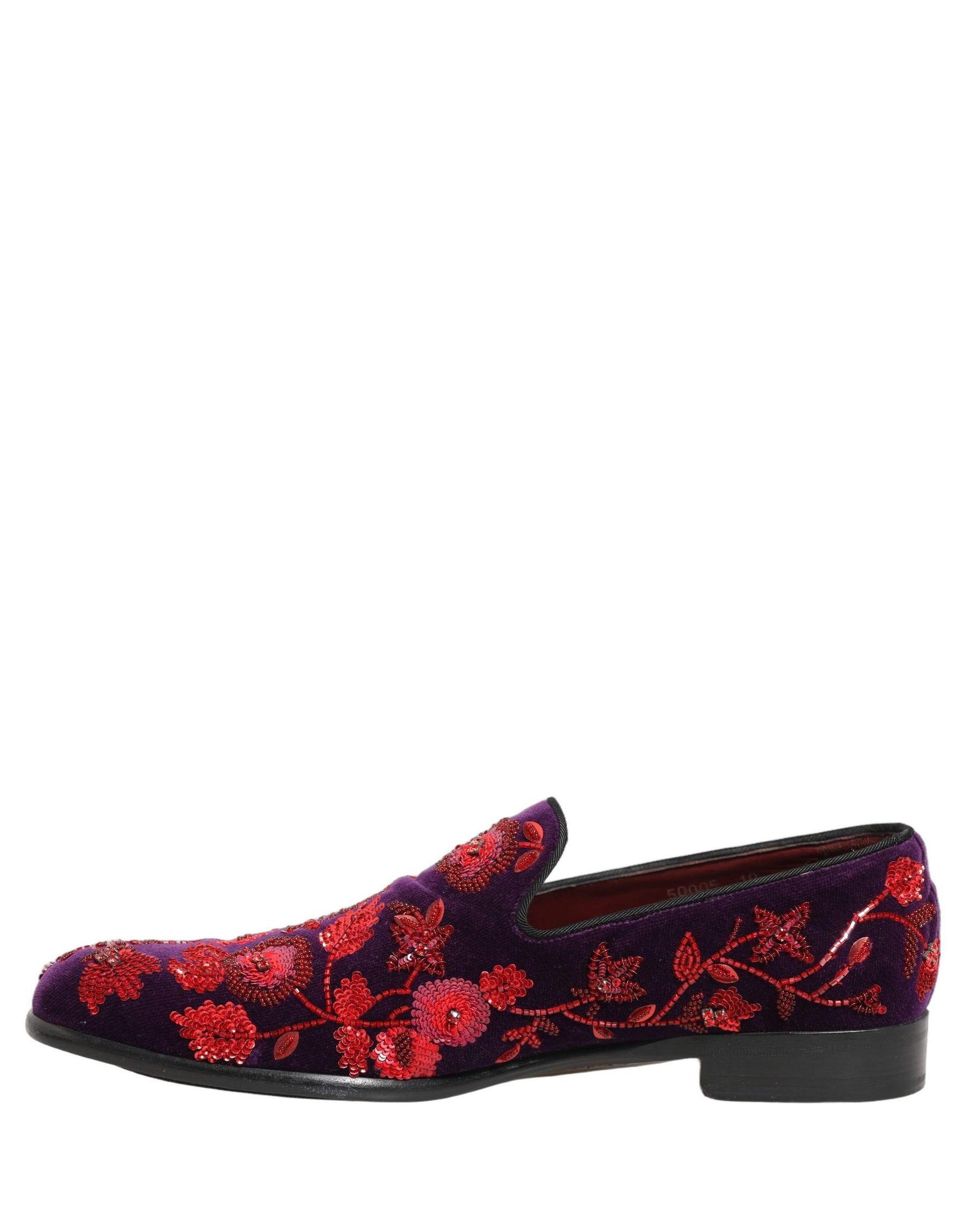 Dolce & Gabbana Violet Red Bead Embellished Loafers Shoes | Regal Royce