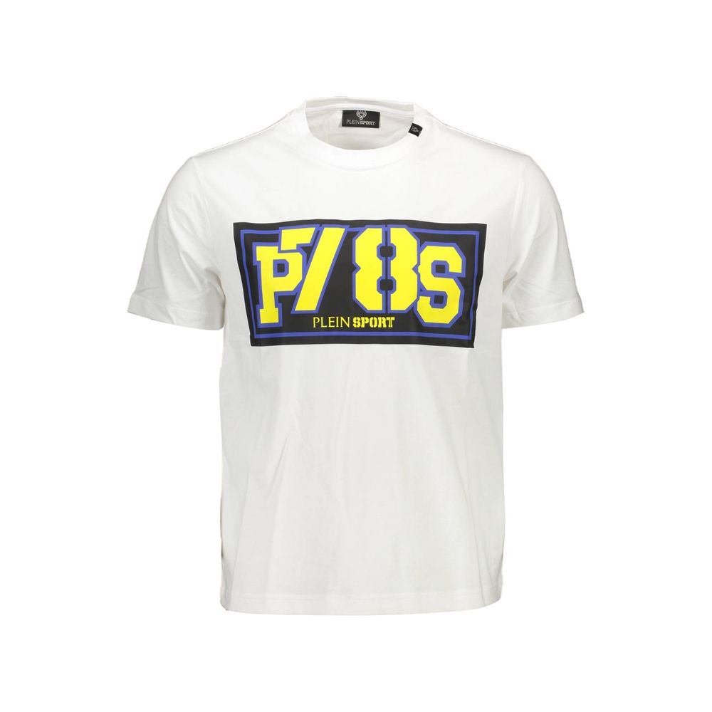 Plein Sport Bianco Cotton Men T-Shirt | Regal Royce