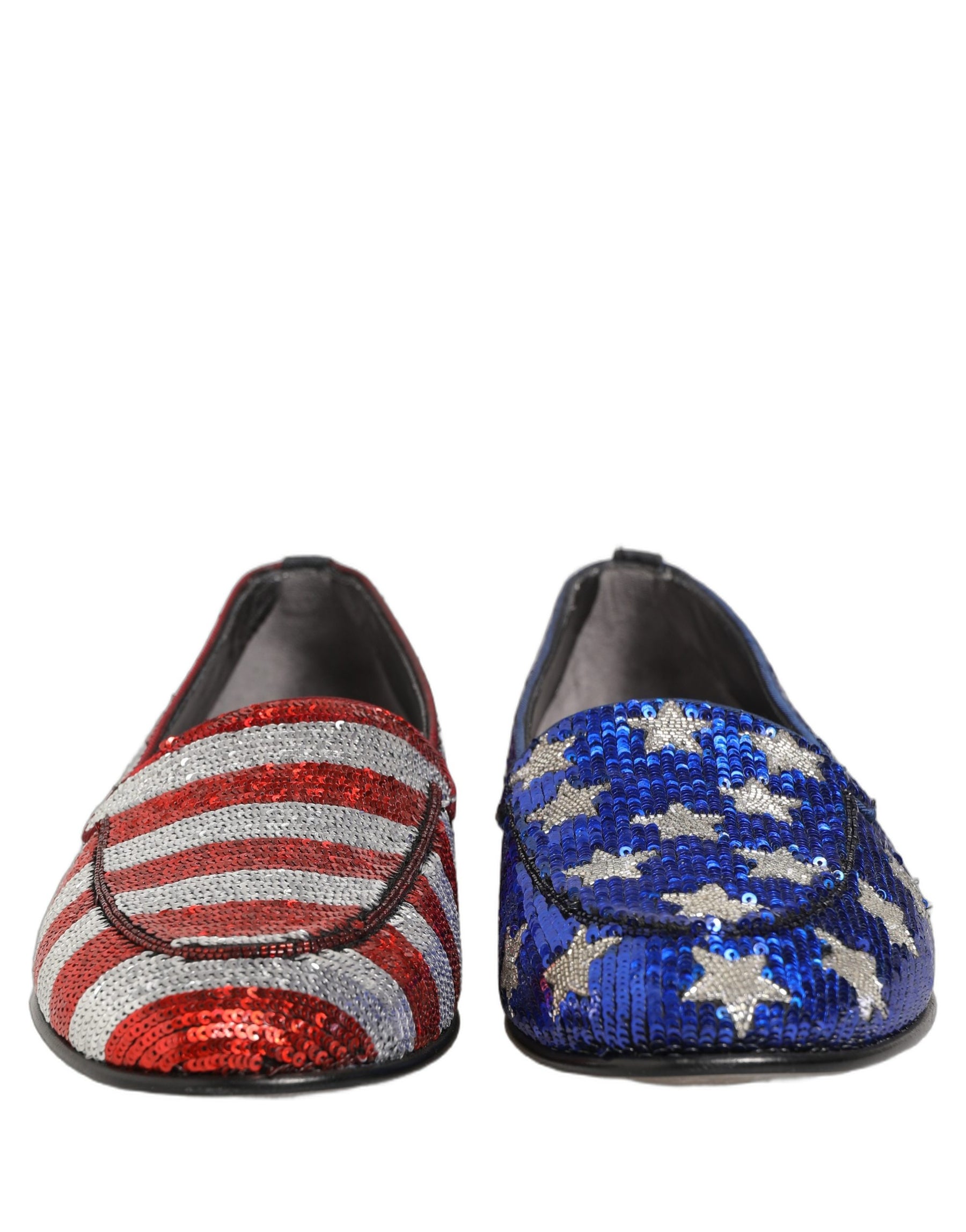 Dolce & Gabbana Multicolor Flag Sequin Dress Loafers Shoes | Regal Royce
