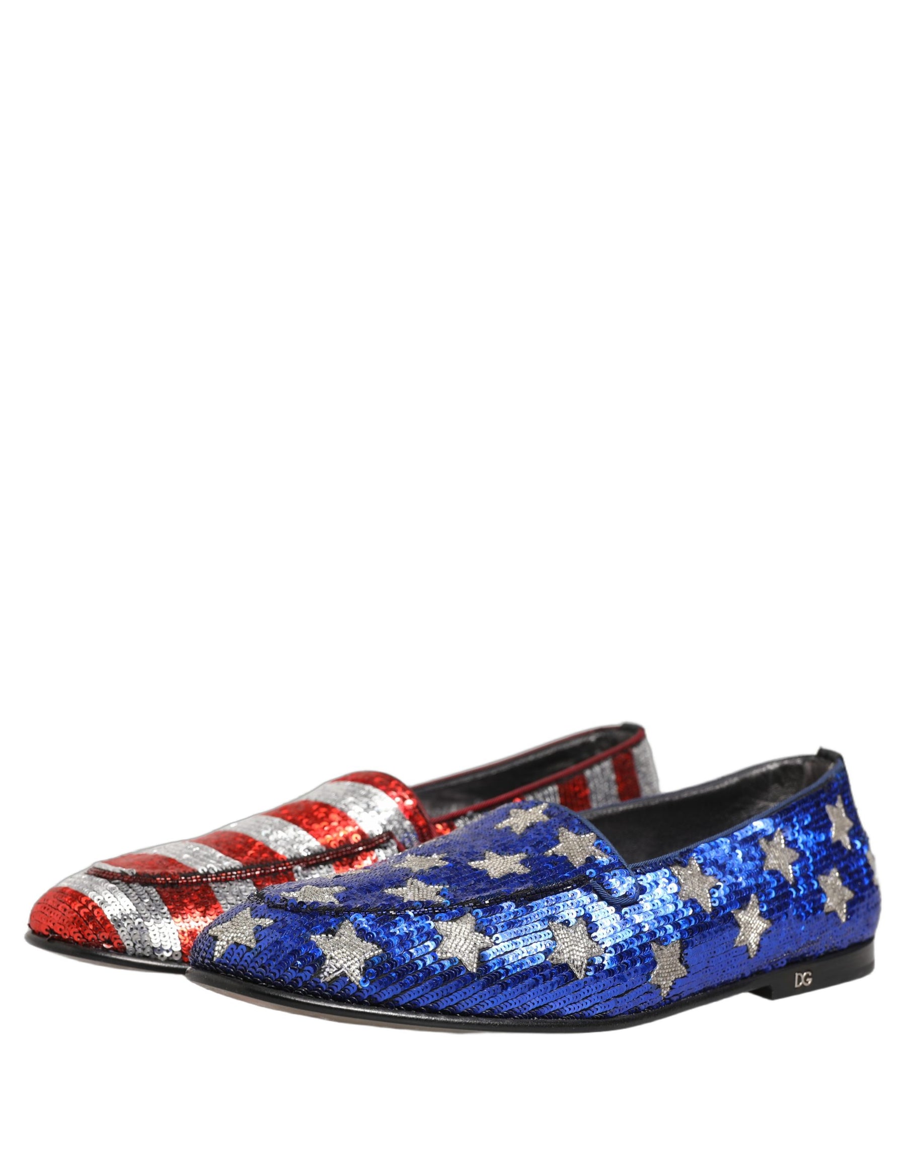 Dolce & Gabbana Multicolor Flag Sequin Dress Loafers Shoes | Regal Royce