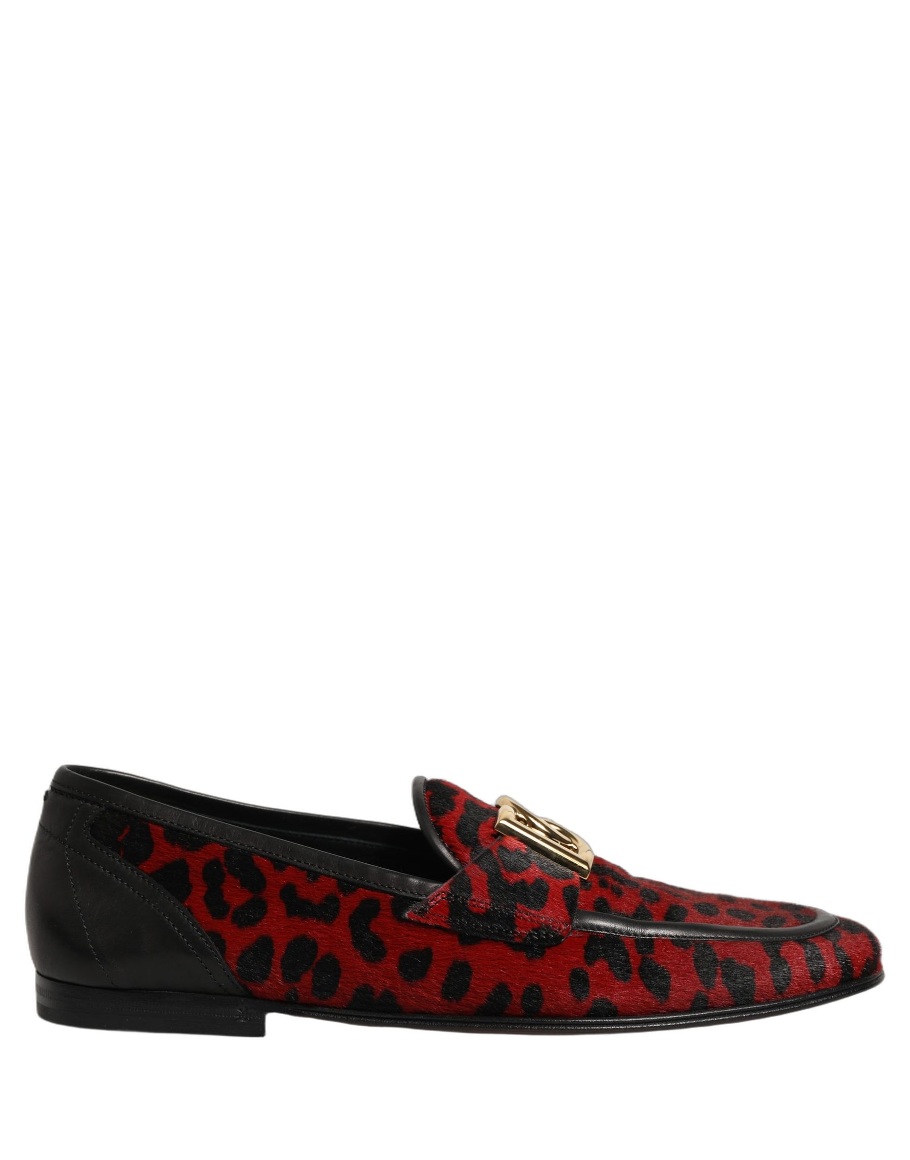 Dolce & Gabbana Red Leopard Print Pony Hair Dress Loafers Shoes | Regal Royce