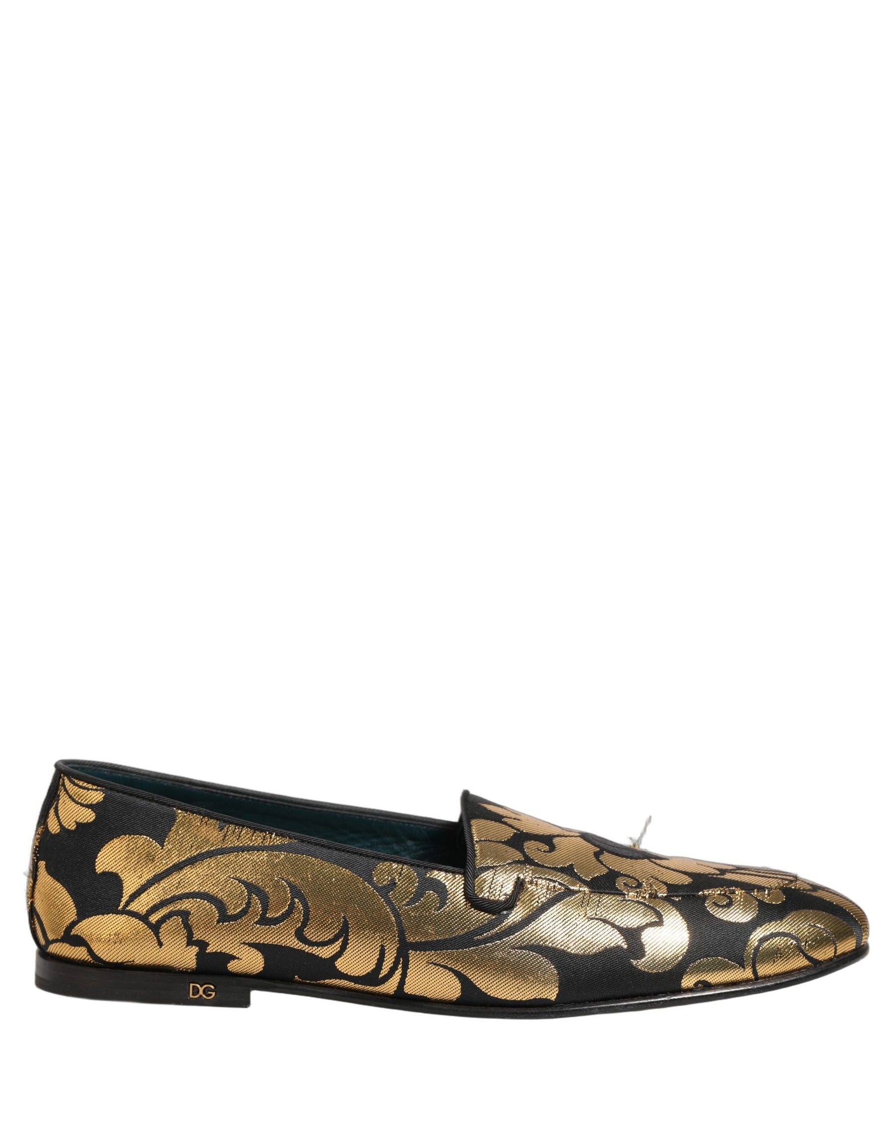 Dolce & Gabbana Black Gold Floral Jacquard Dress Loafers Shoes | Regal Royce