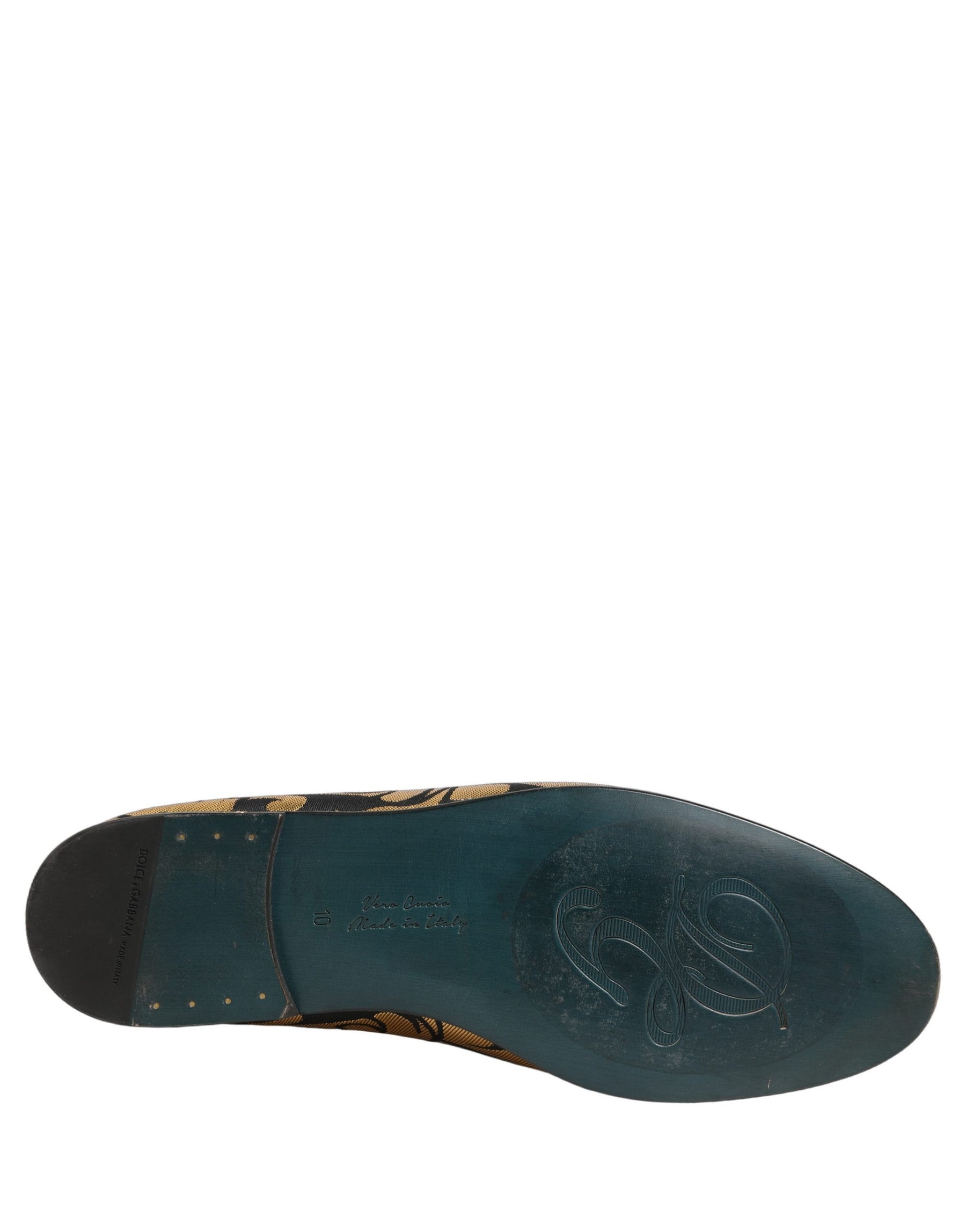 Dolce & Gabbana Black Gold Floral Jacquard Dress Loafers Shoes | Regal Royce