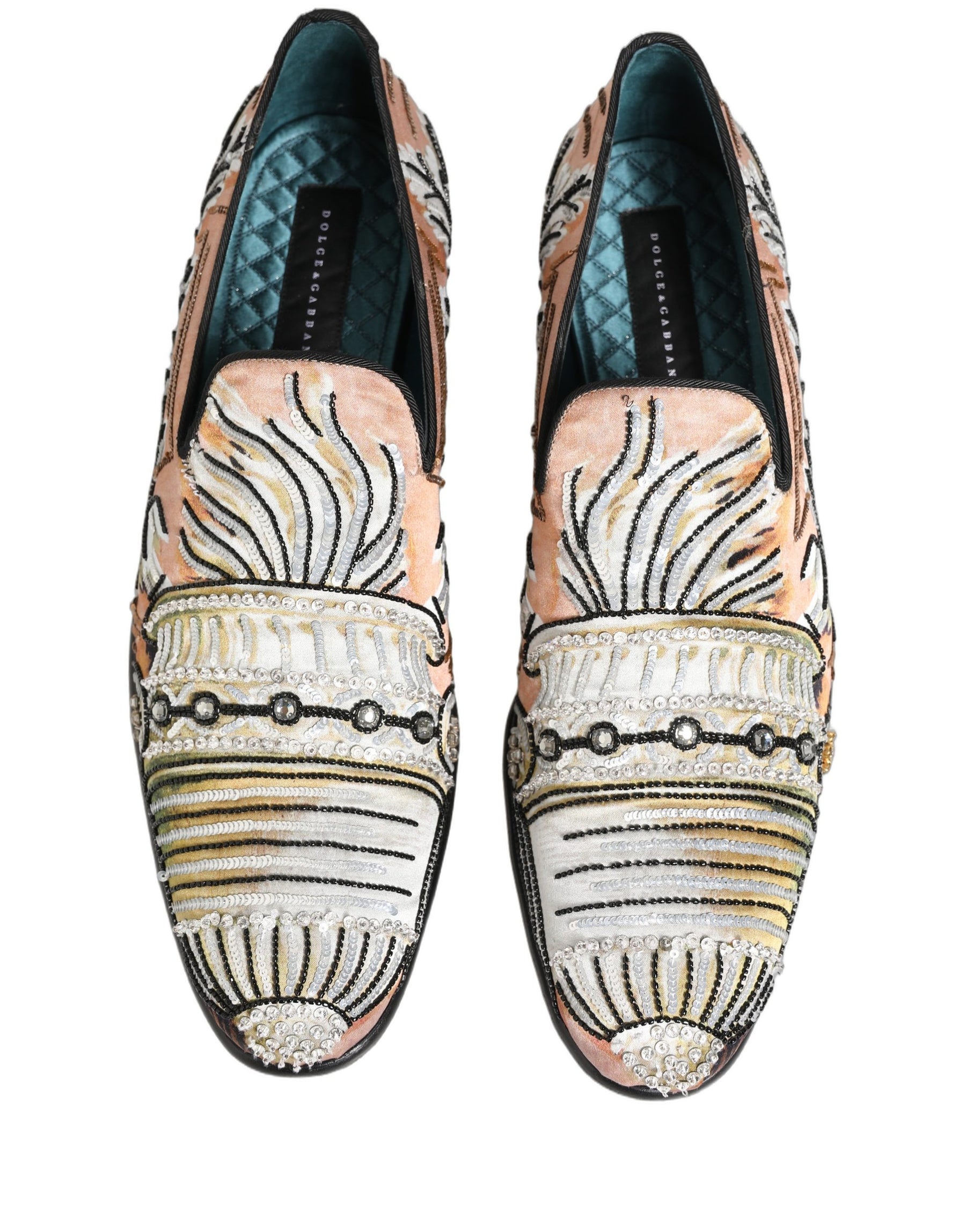 Dolce & Gabbana Multicolor Brocade Sequin Dress Loafers Shoes | Regal Royce