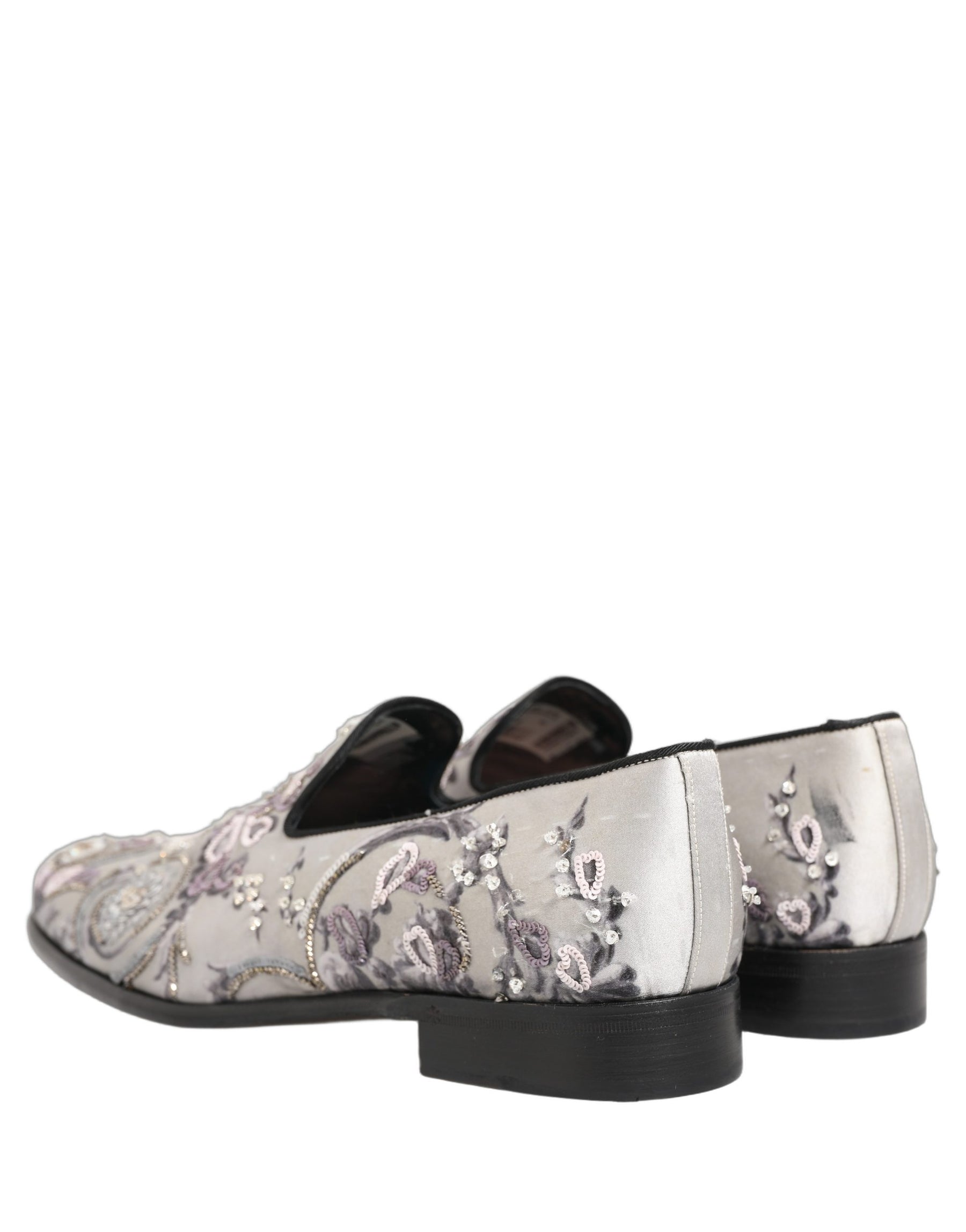 Dolce & Gabbana White Sequined Formal Slip On Loafers Shoes | Regal Royce
