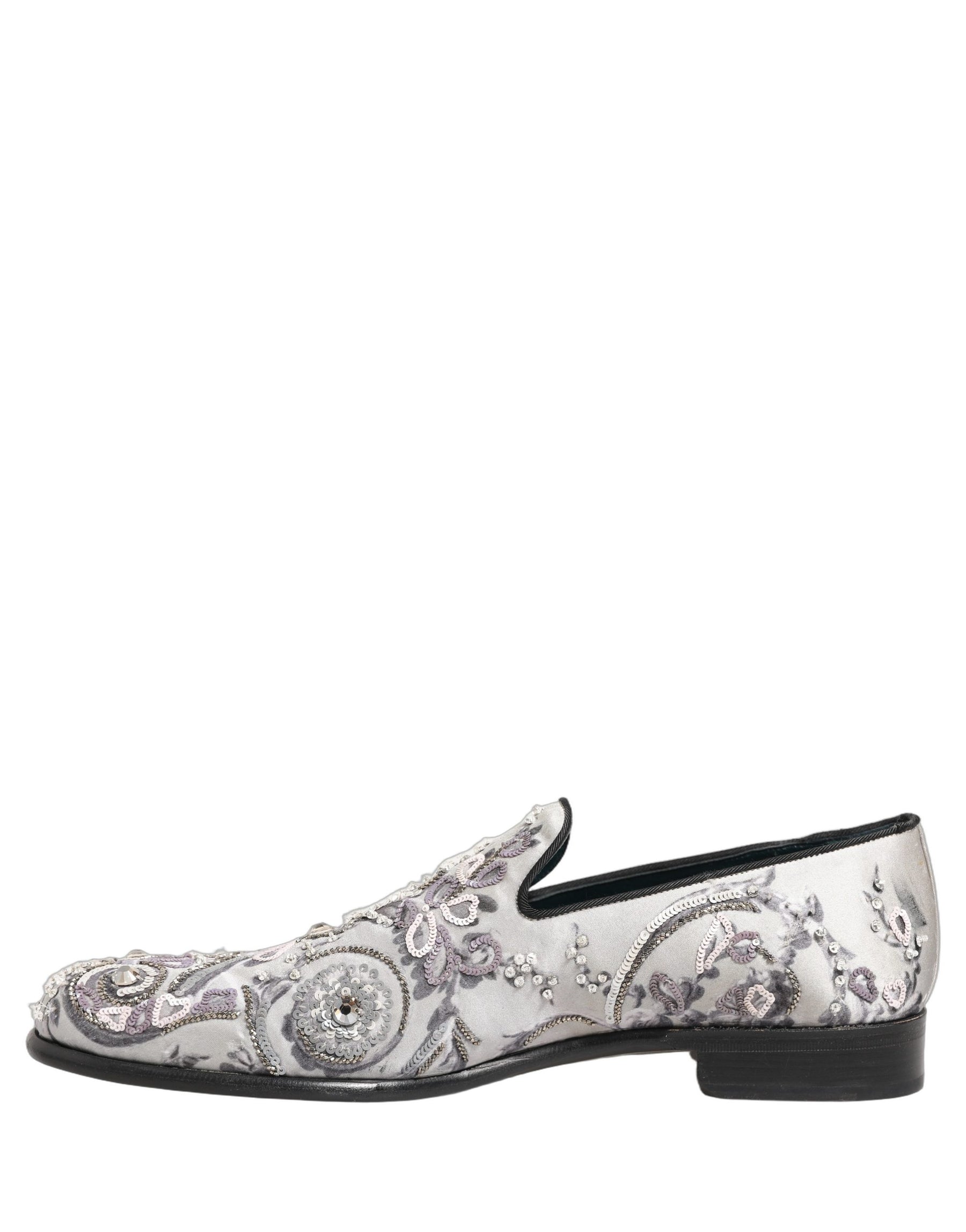 Dolce & Gabbana White Sequined Formal Slip On Loafers Shoes | Regal Royce