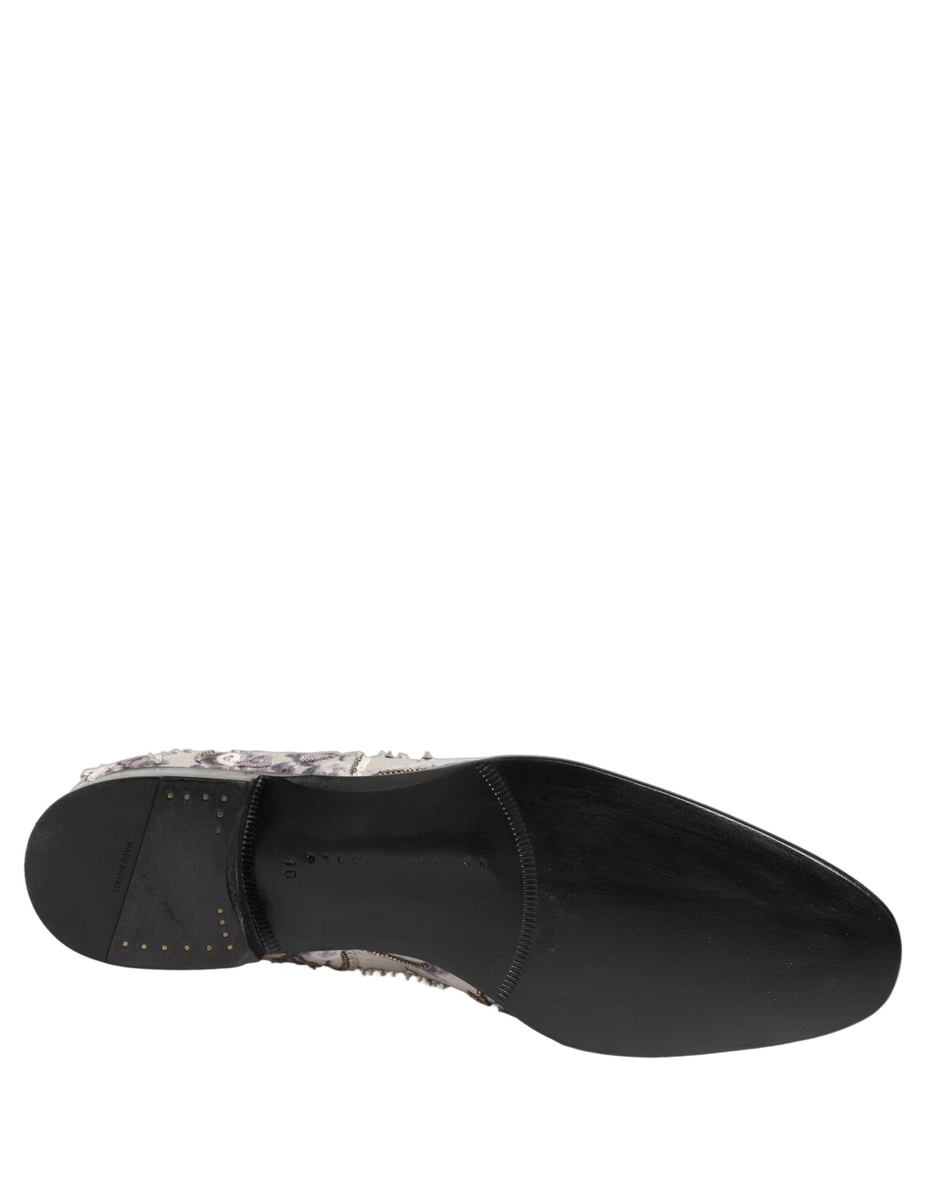 Dolce & Gabbana White Sequined Formal Slip On Loafers Shoes | Regal Royce