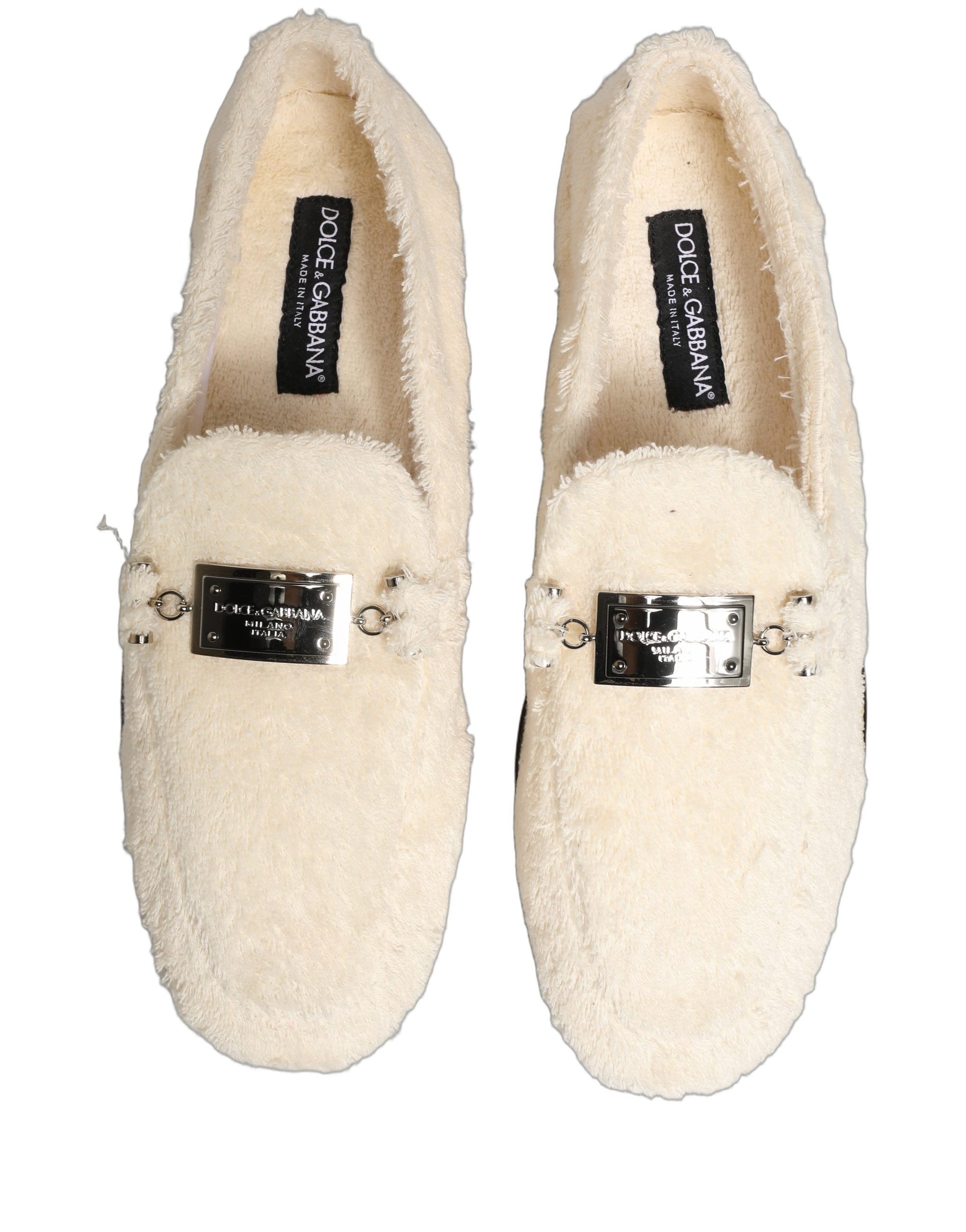 Dolce & Gabbana White Fur Shearling Men Dress Loafers Shoes | Regal Royce