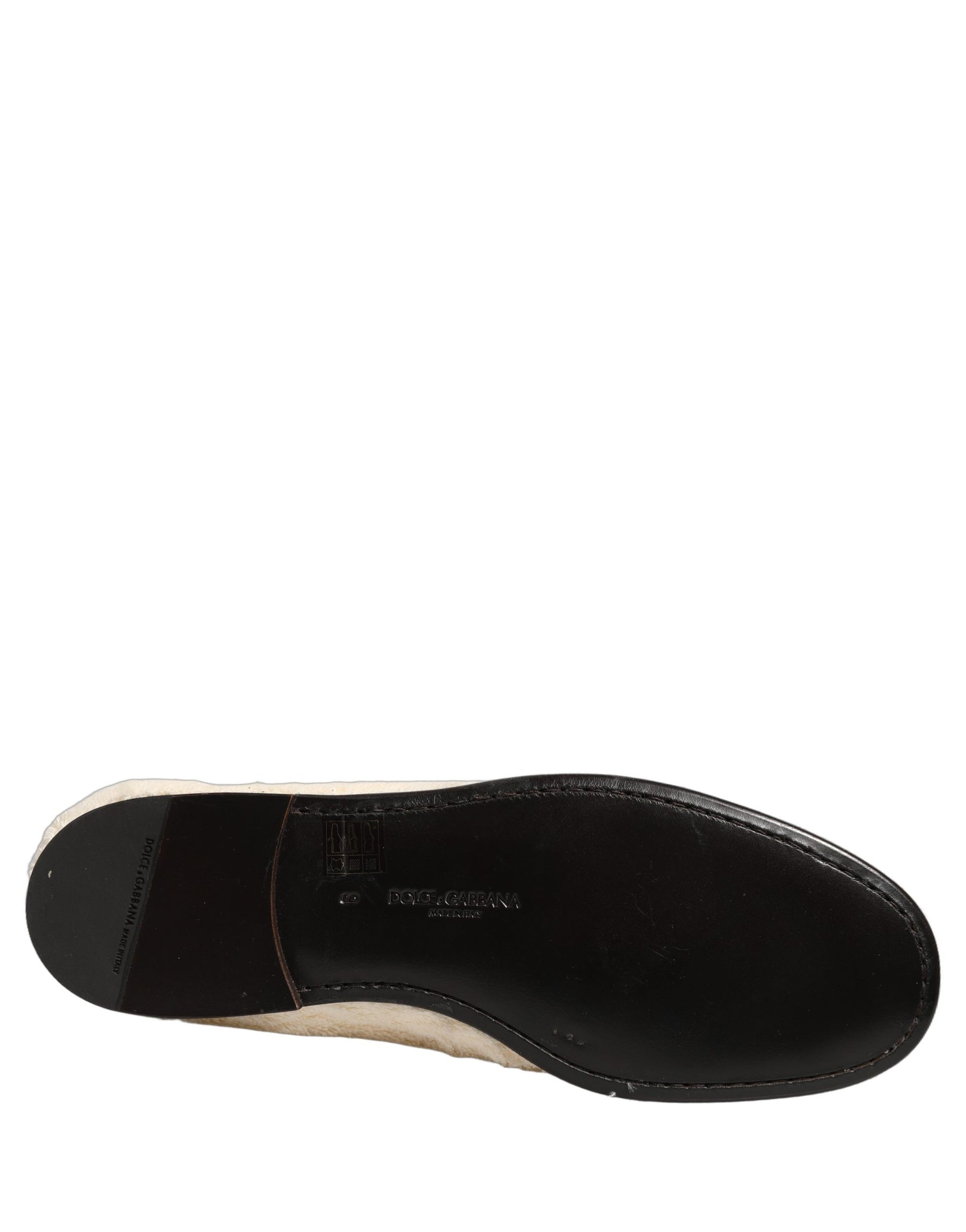 Dolce & Gabbana White Fur Shearling Men Dress Loafers Shoes | Regal Royce