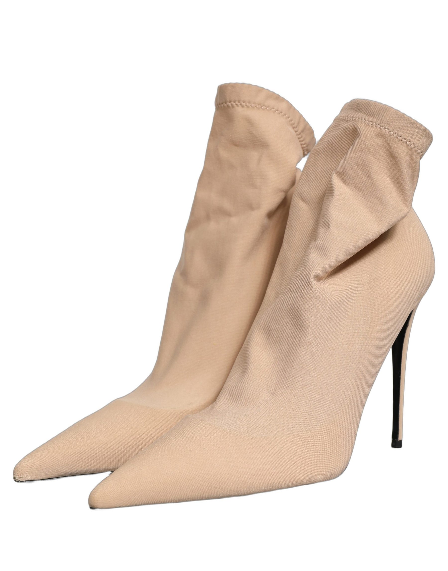 Dolce & Gabbana Beige Stretch Socks Heels Ankle Boots Shoes | Regal Royce