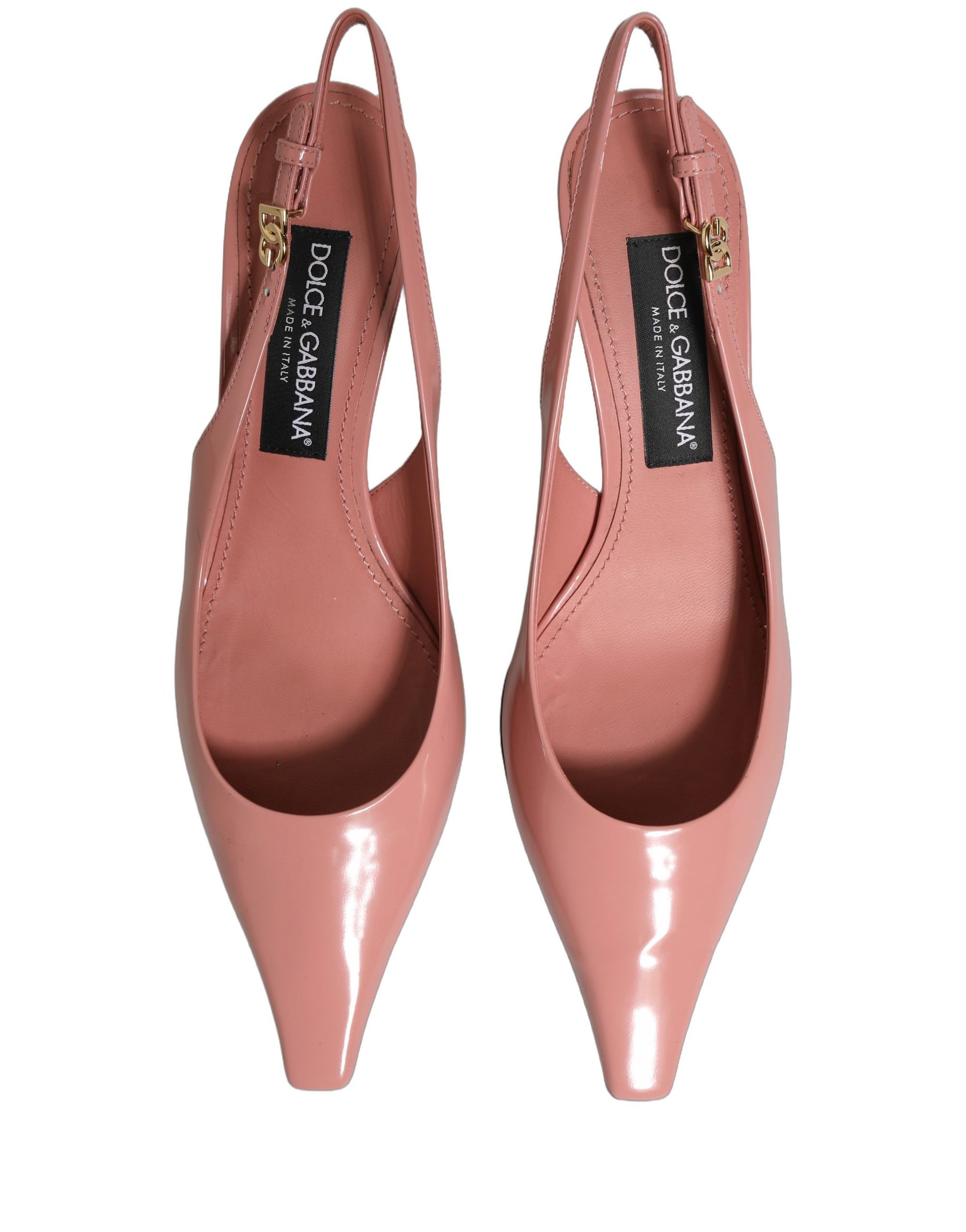 Dolce & Gabbana Pink Leather Mid Heels Slingbacks Shoes | Regal Royce