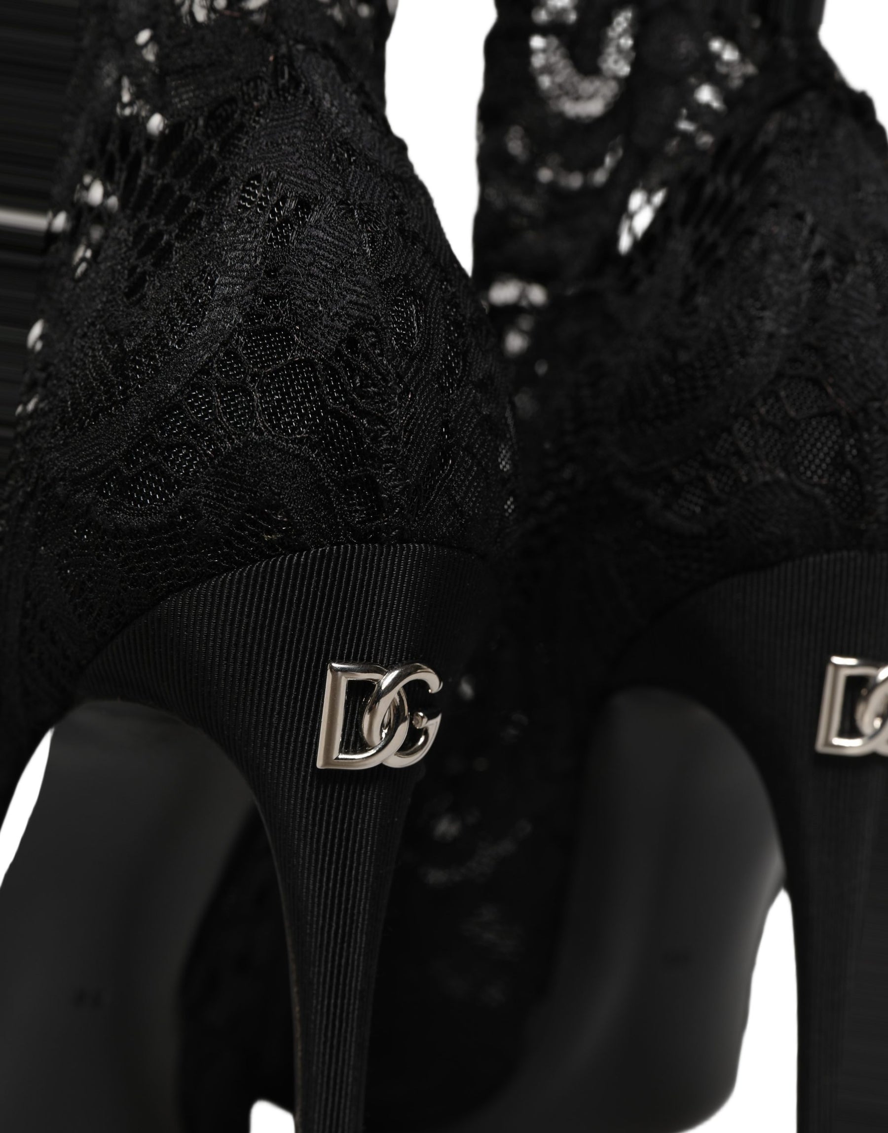 Dolce & Gabbana Black Socks Taormina Lace Pumps Boots Shoes | Regal Royce