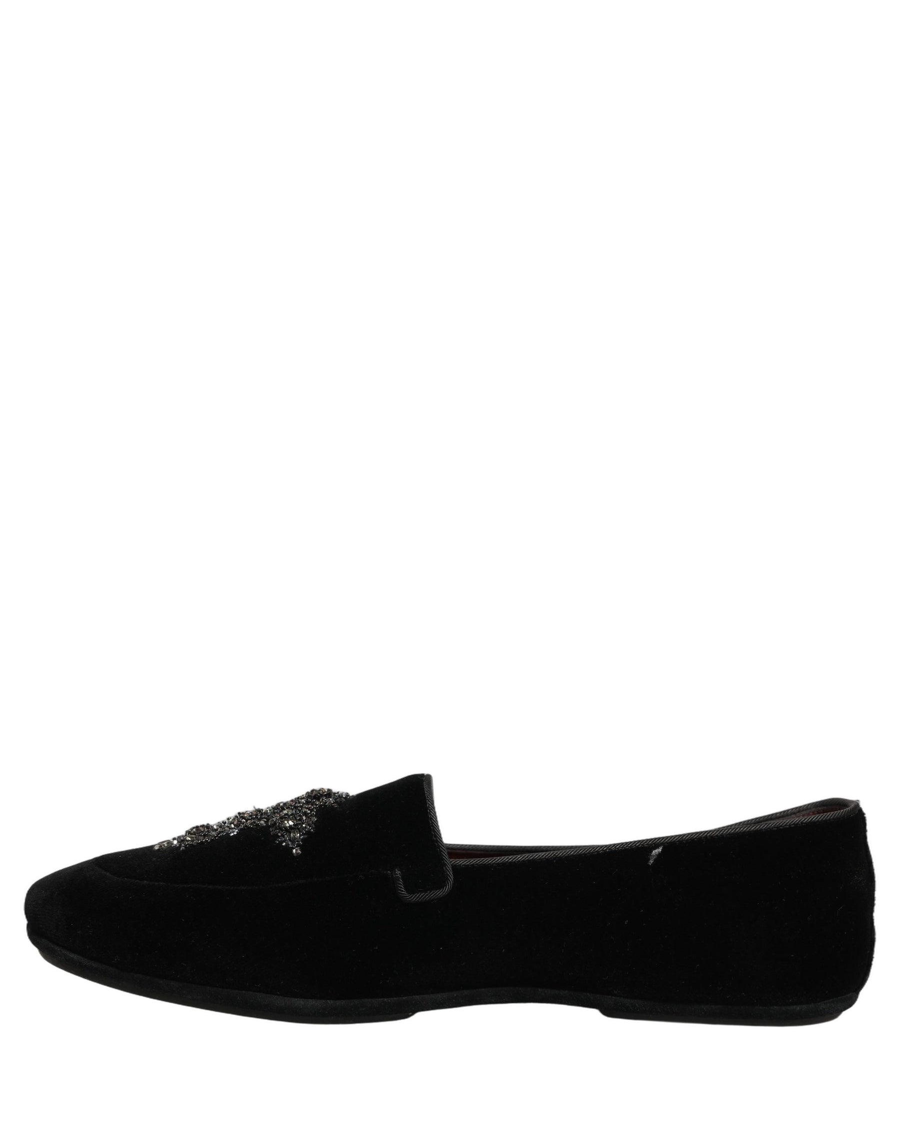 Dolce & Gabbana Black Suede Embellished Dress Loafers Shoes | Regal Royce