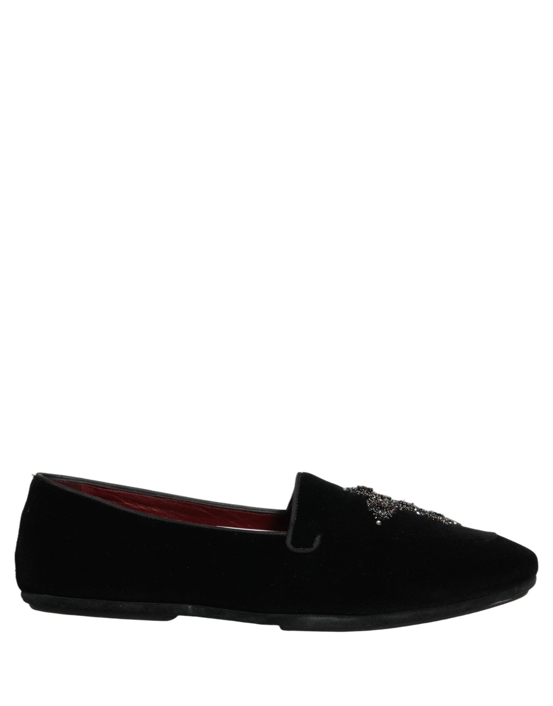 Dolce & Gabbana Black Suede Embellished Dress Loafers Shoes | Regal Royce