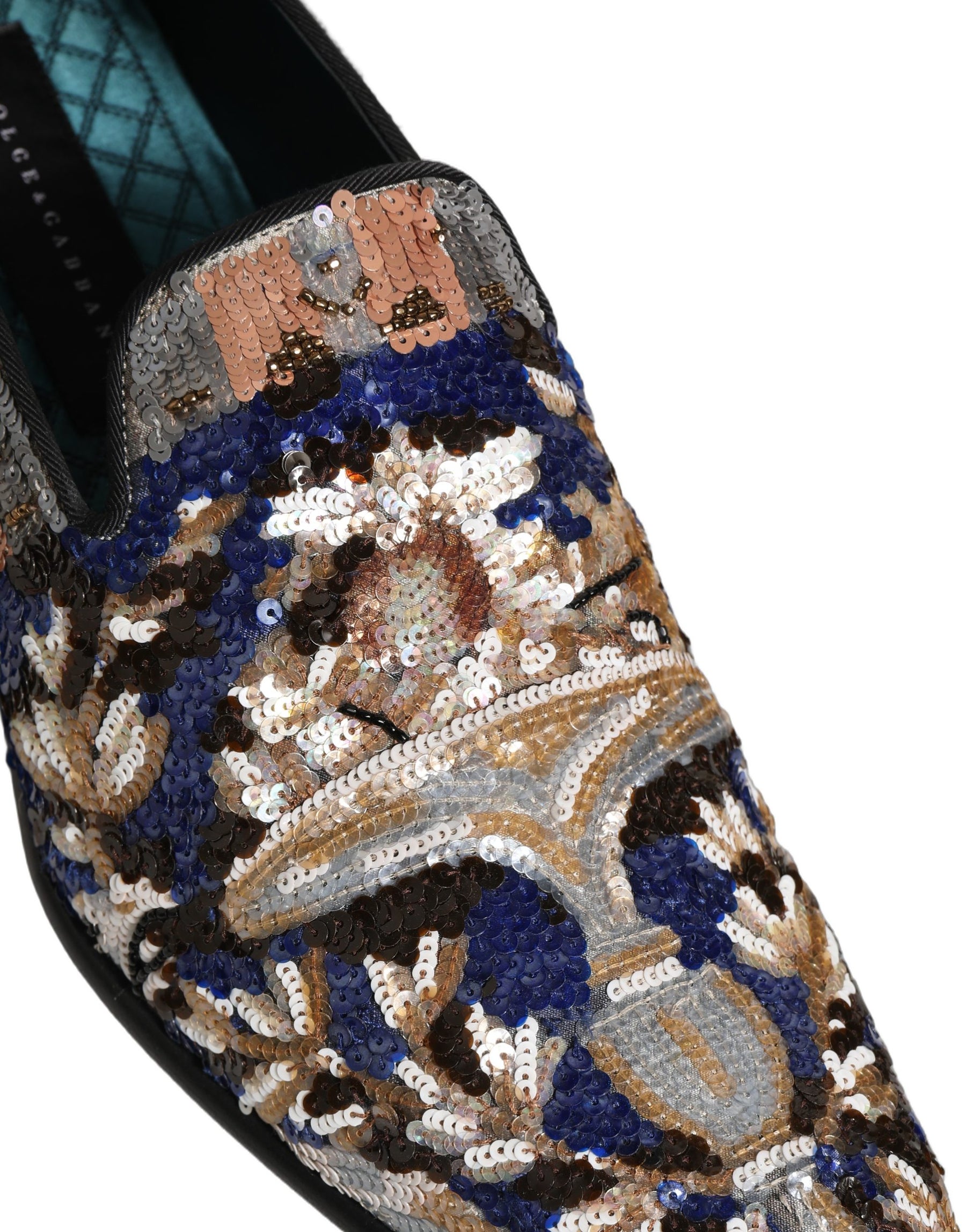 Dolce & Gabbana Multicolor Embroidered Sequin Loafers Shoes | Regal Royce