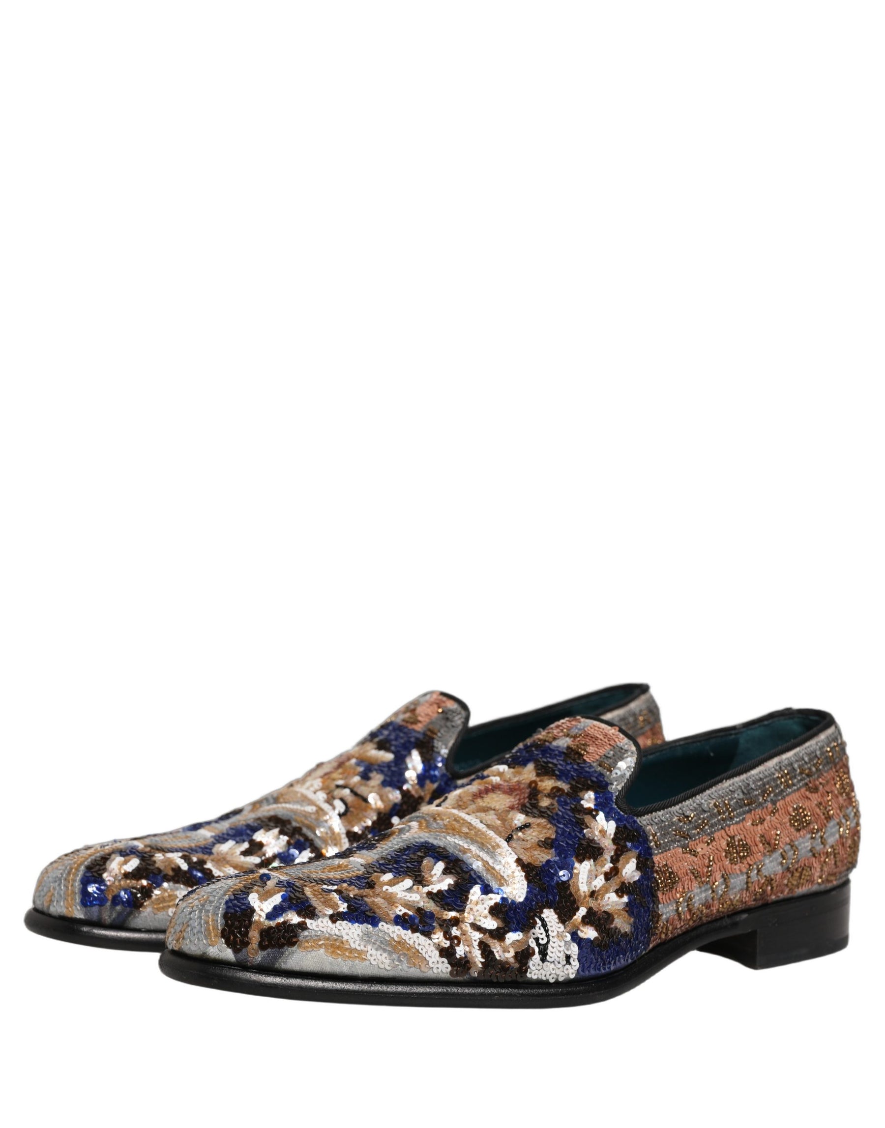 Dolce & Gabbana Multicolor Embroidered Sequin Loafers Shoes | Regal Royce