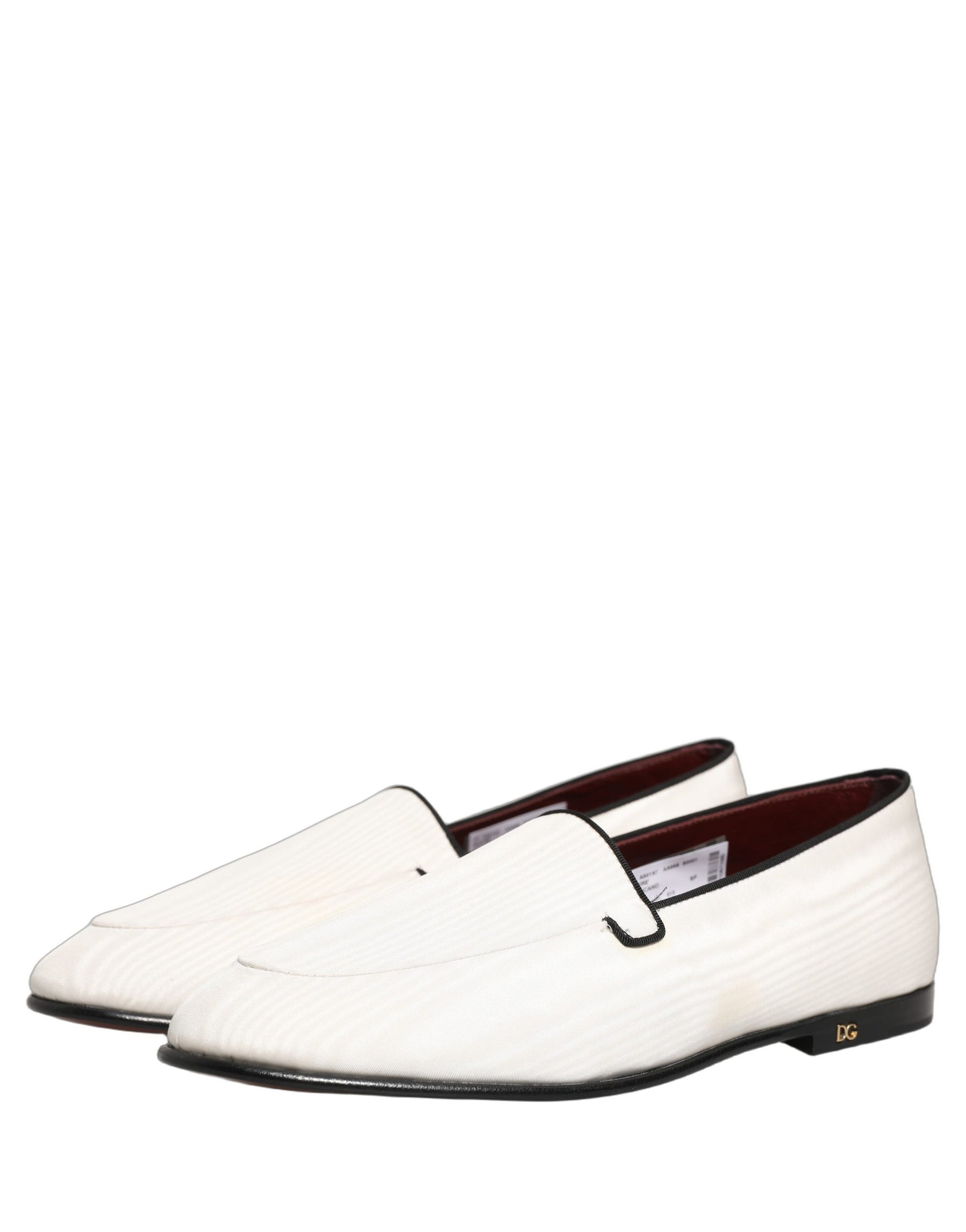 Dolce & Gabbana White Velvet Slip On Men Flats Loafers Shoes | Regal Royce