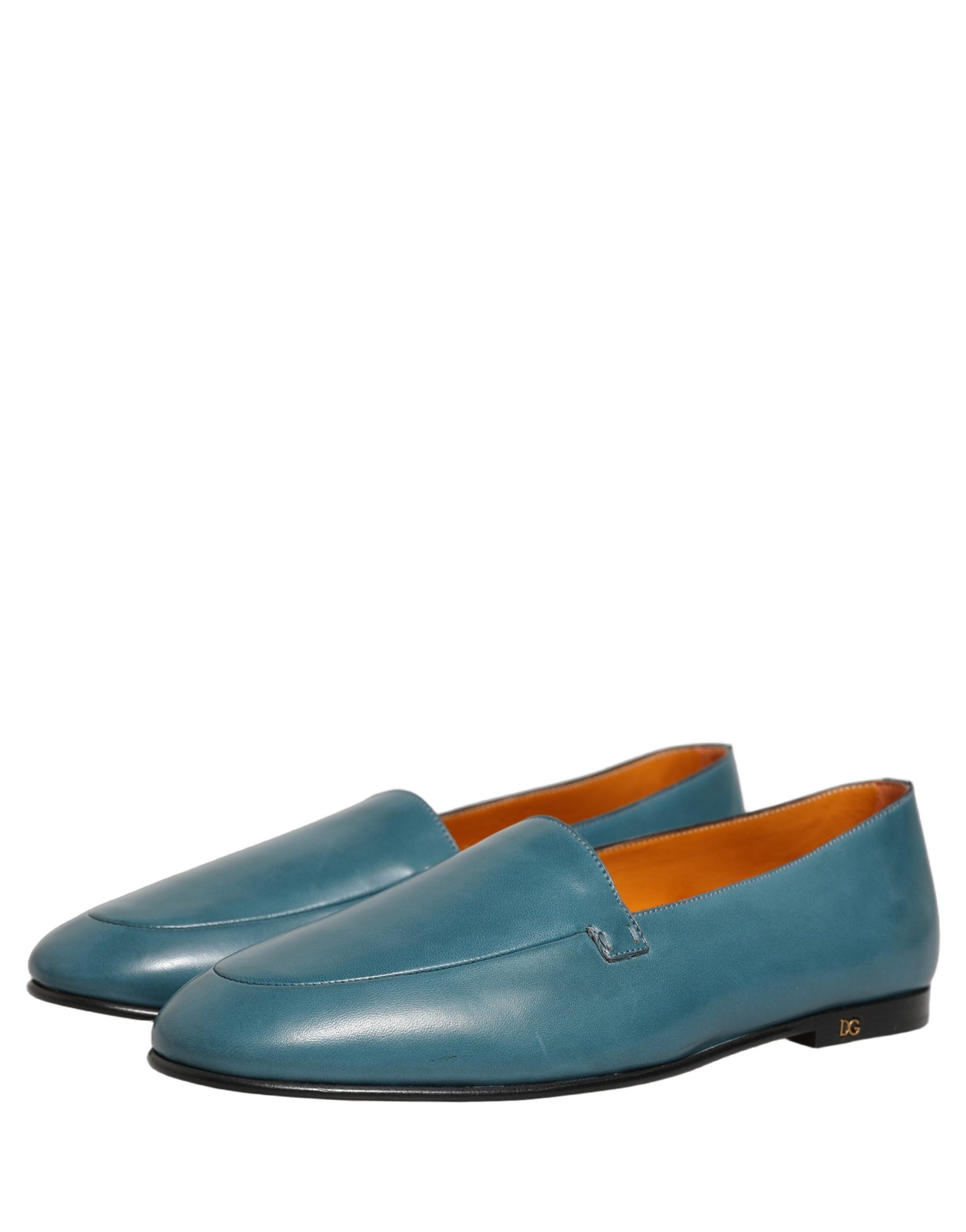 Dolce & Gabbana Blue Leather Logo Slip On Men Loafers Shoes | Regal Royce