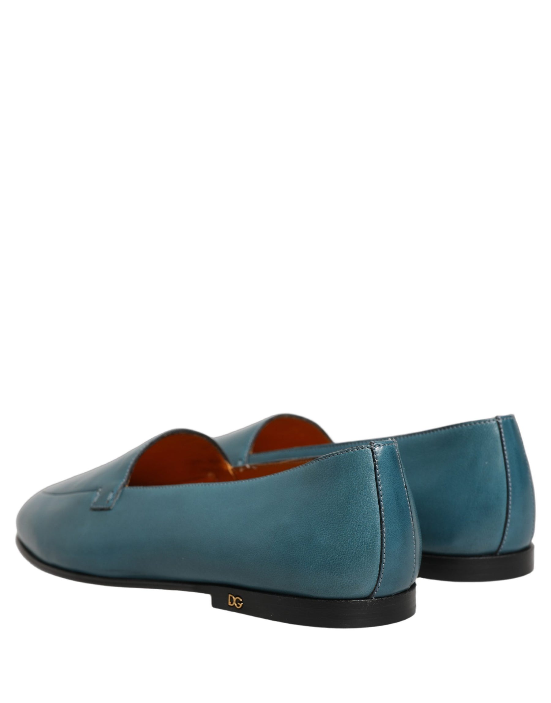 Dolce & Gabbana Blue Leather Logo Slip On Men Loafers Shoes | Regal Royce