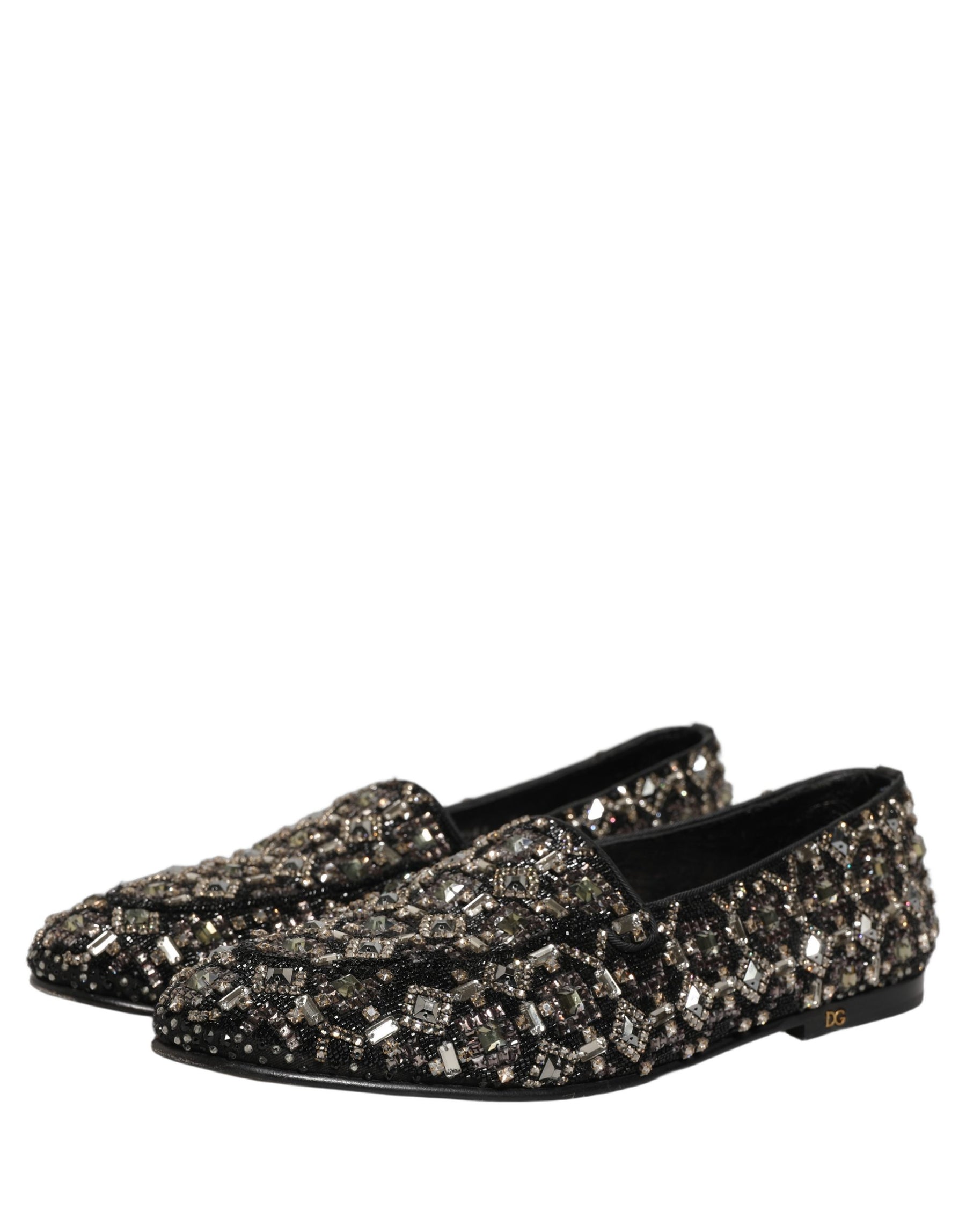 Dolce & Gabbana Silver Leather Logo Slip On Loafers Shoes | Regal Royce