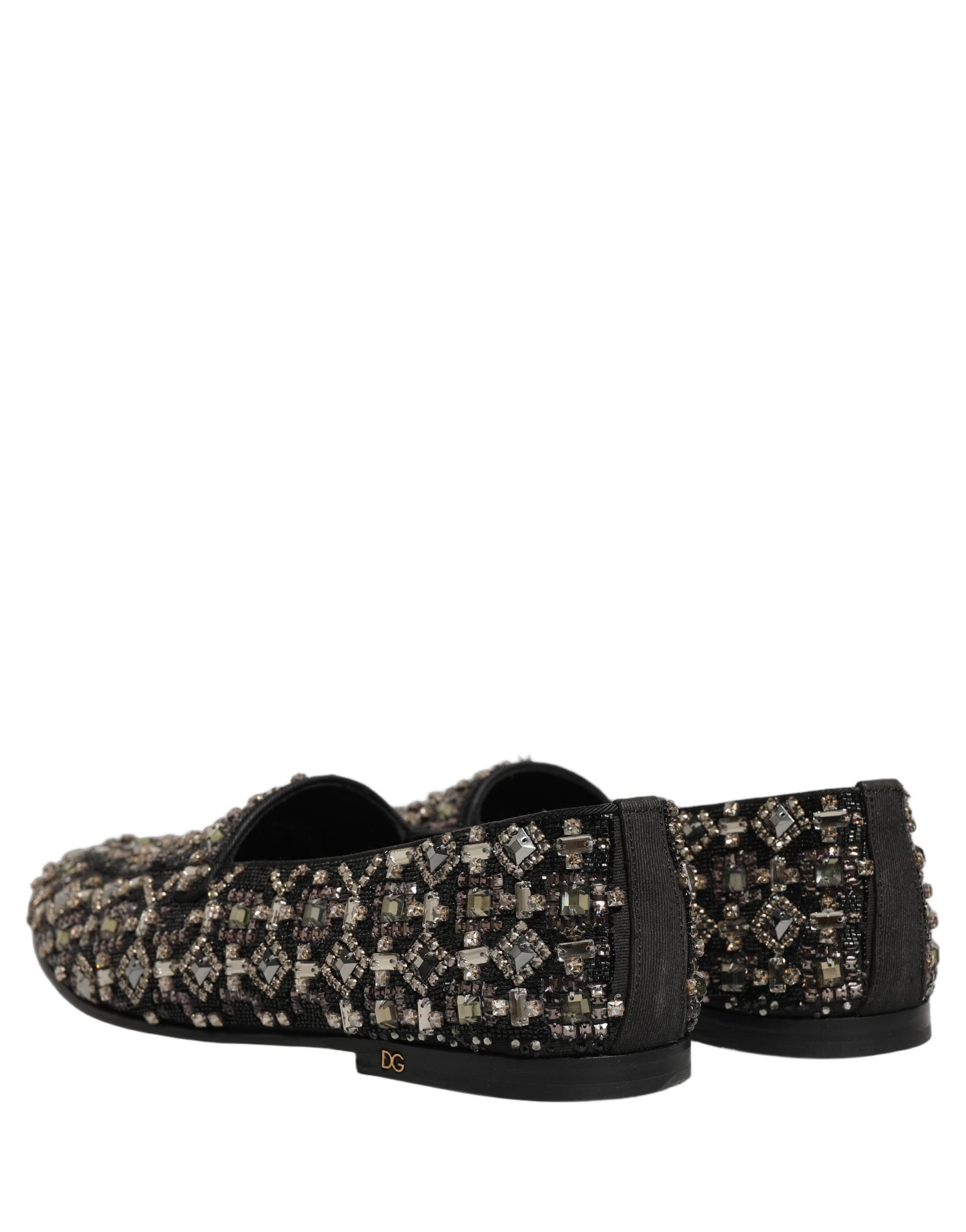 Dolce & Gabbana Black Crystal Embellished Dress Loafers Shoes | Regal Royce