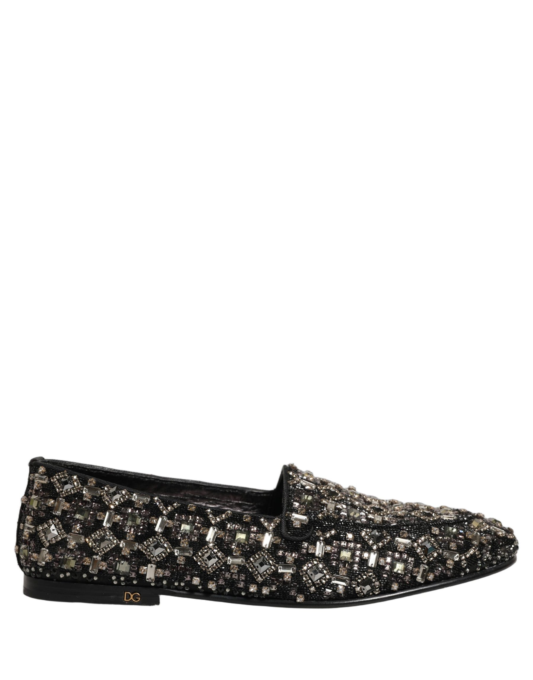Dolce & Gabbana Black Crystal Embellished Dress Loafers Shoes | Regal Royce