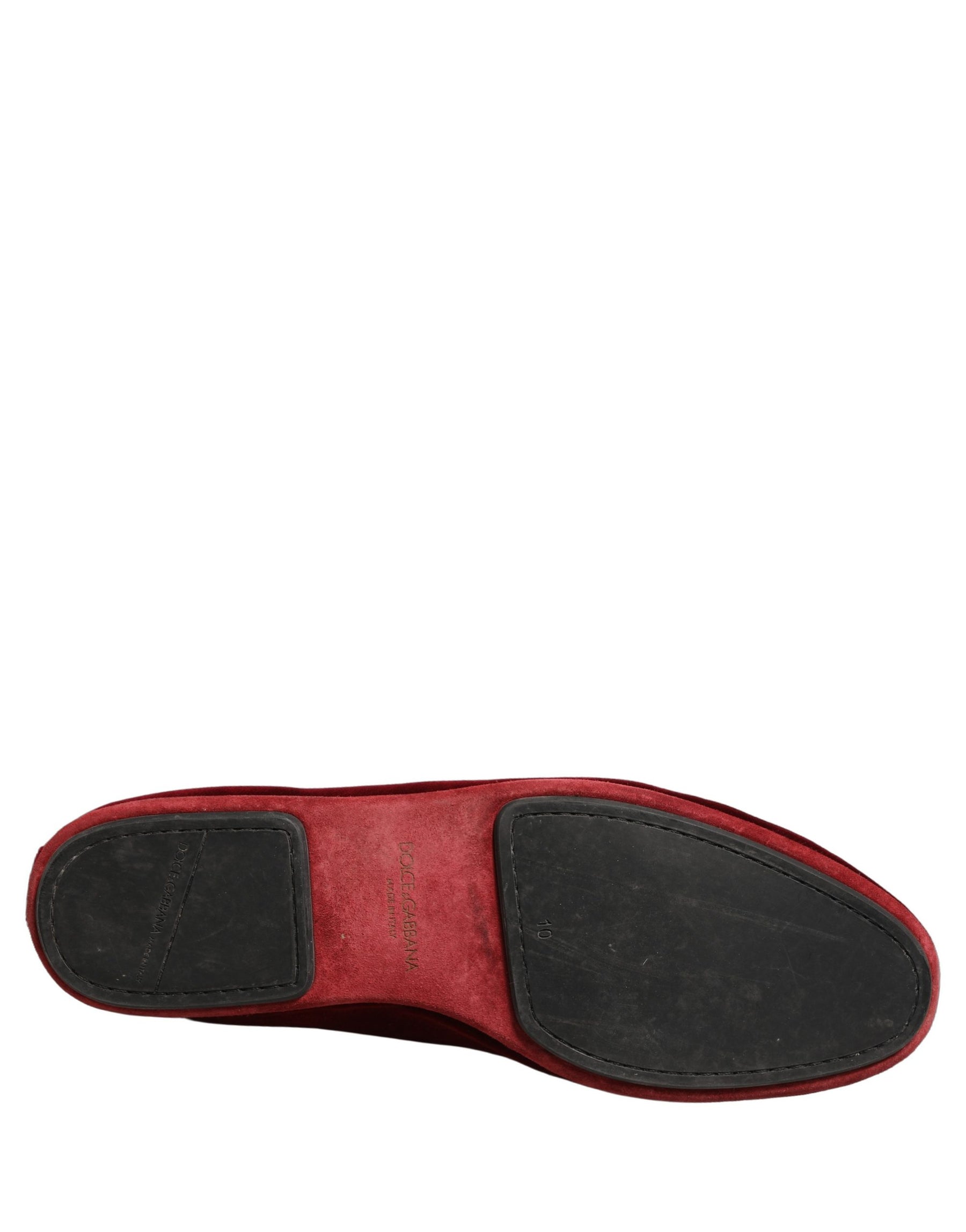 Dolce & Gabbana Maroon Velvet Slip On Men Flats Loafers Shoes | Regal Royce
