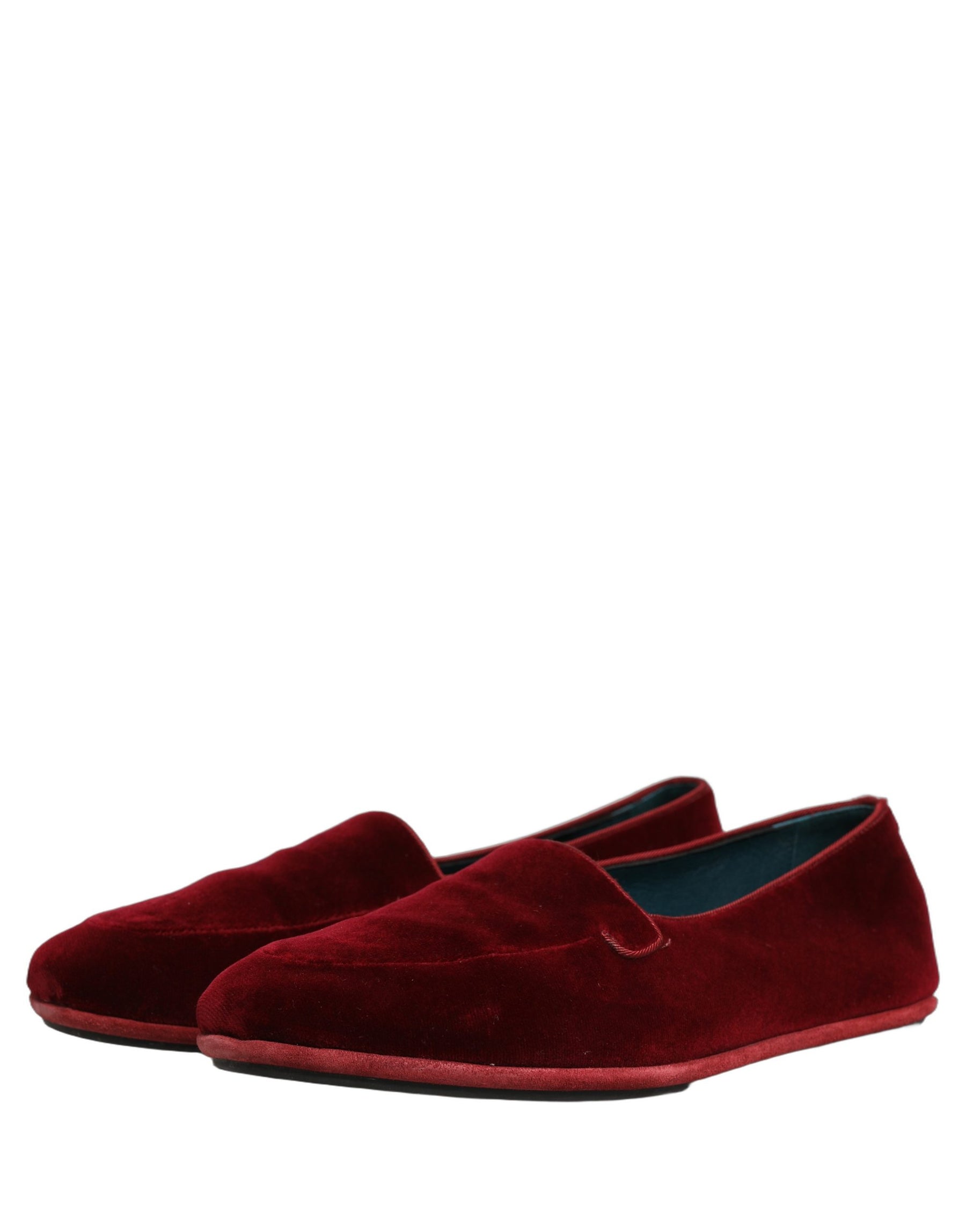 Dolce & Gabbana Maroon Velvet Slip On Men Flats Loafers Shoes | Regal Royce