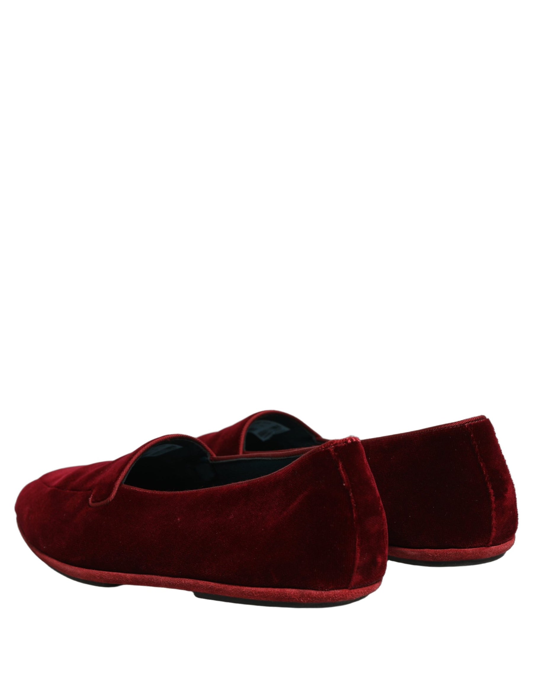 Dolce & Gabbana Maroon Velvet Slip On Men Flats Loafers Shoes | Regal Royce
