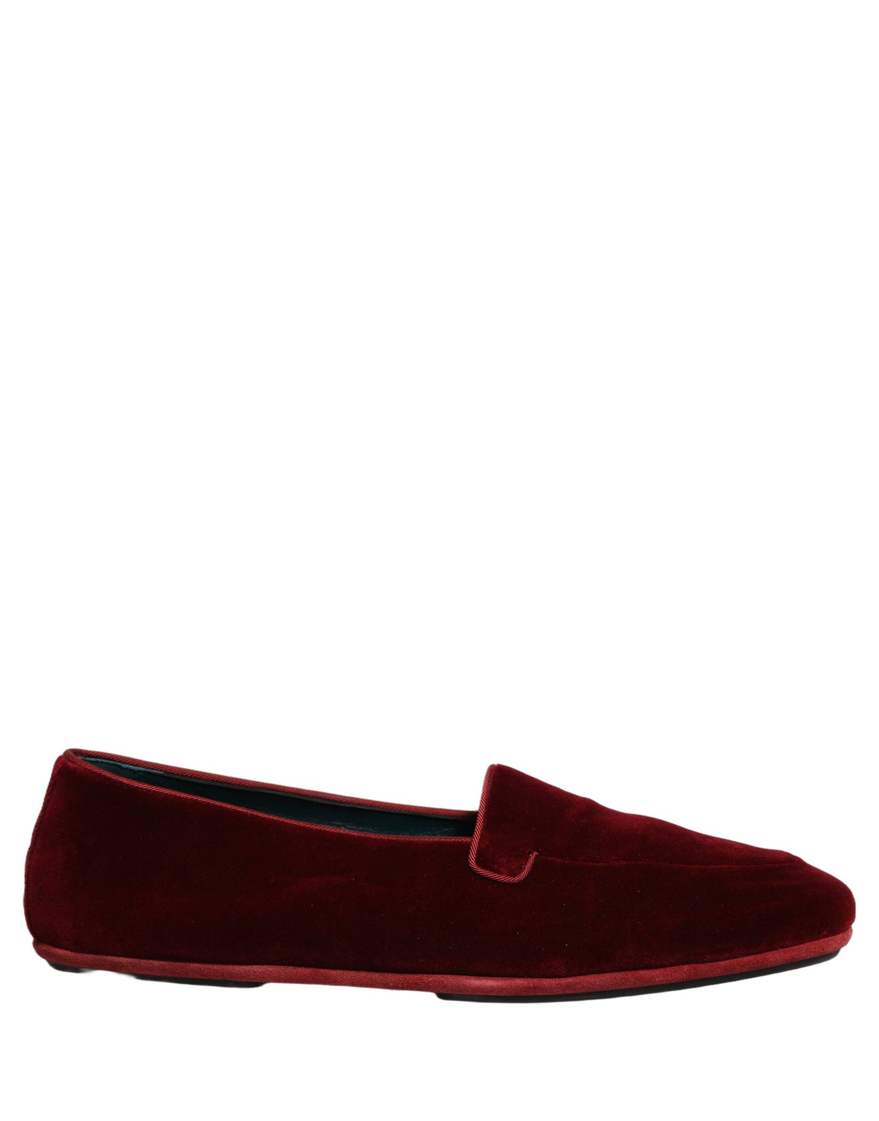 Dolce & Gabbana Maroon Velvet Slip On Men Flats Loafers Shoes | Regal Royce
