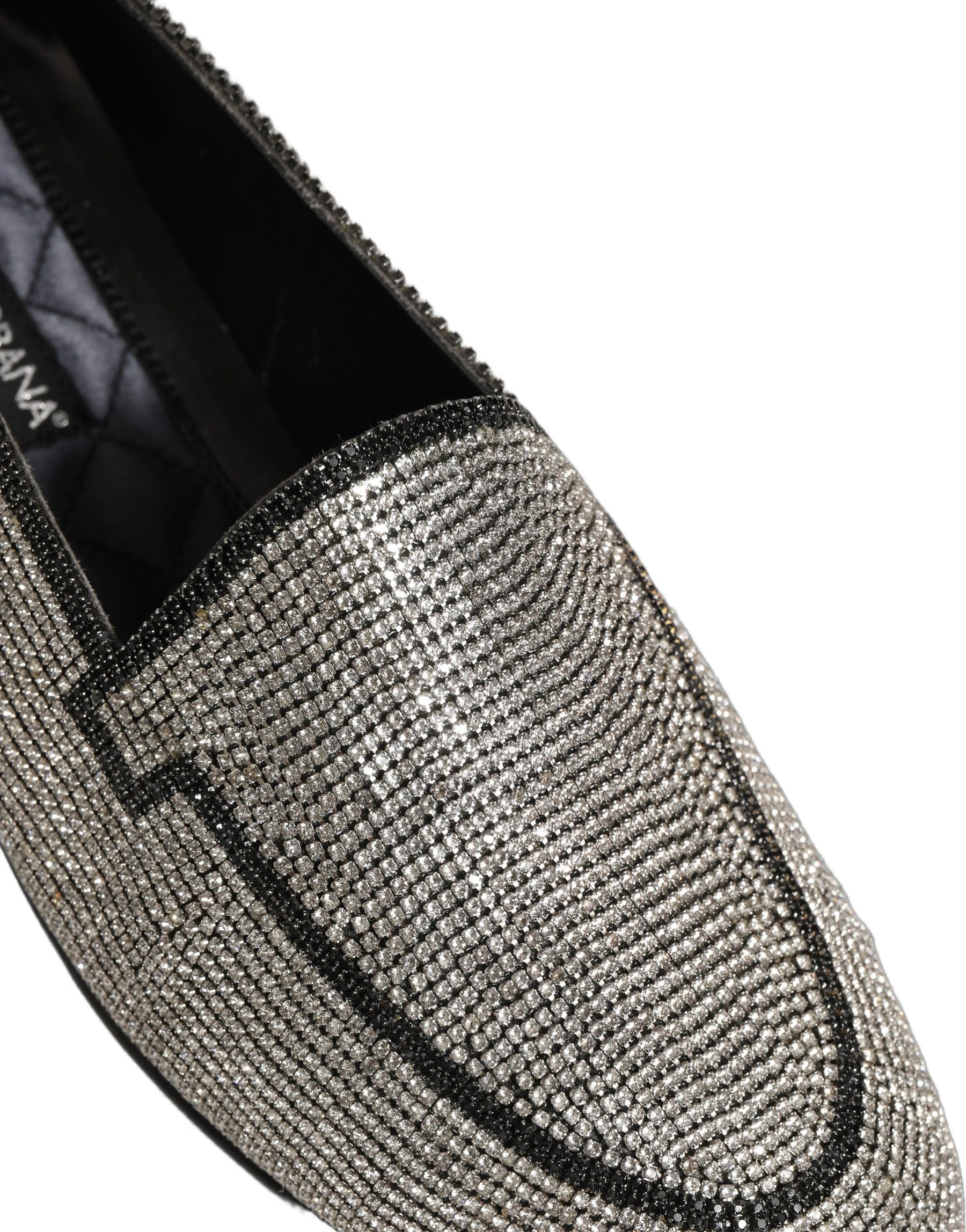 Dolce & Gabbana Silver Crystal Embellished Men Loafers Shoes | Regal Royce