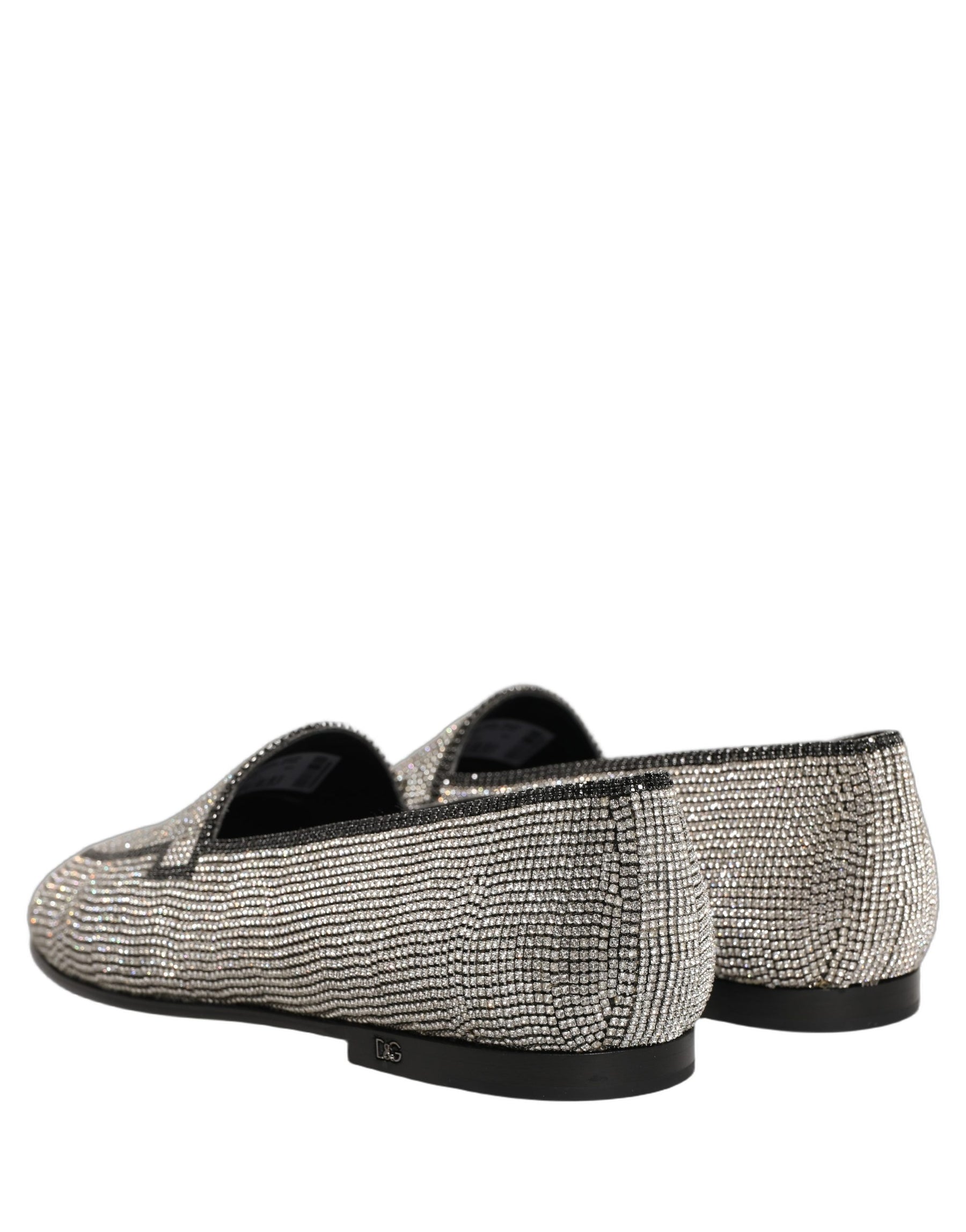 Dolce & Gabbana Silver Crystal Embellished Men Loafers Shoes | Regal Royce