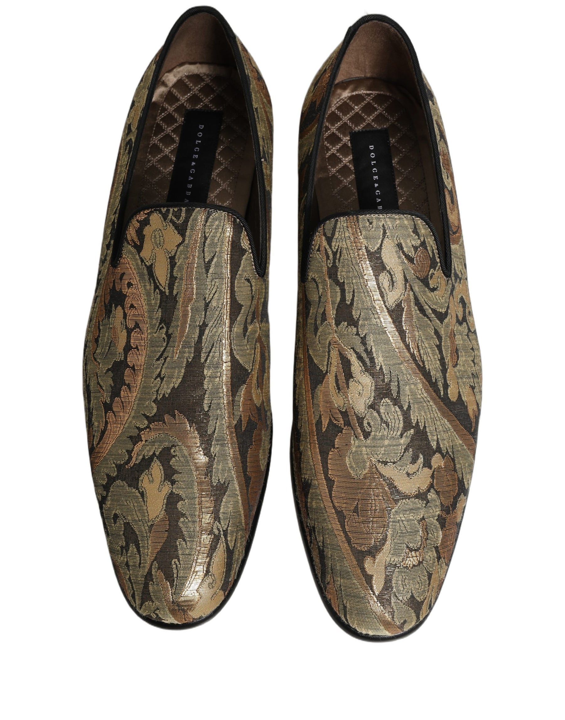 Dolce & Gabbana Gold Brocade Slip On Men Dress Loafers Shoes | Regal Royce