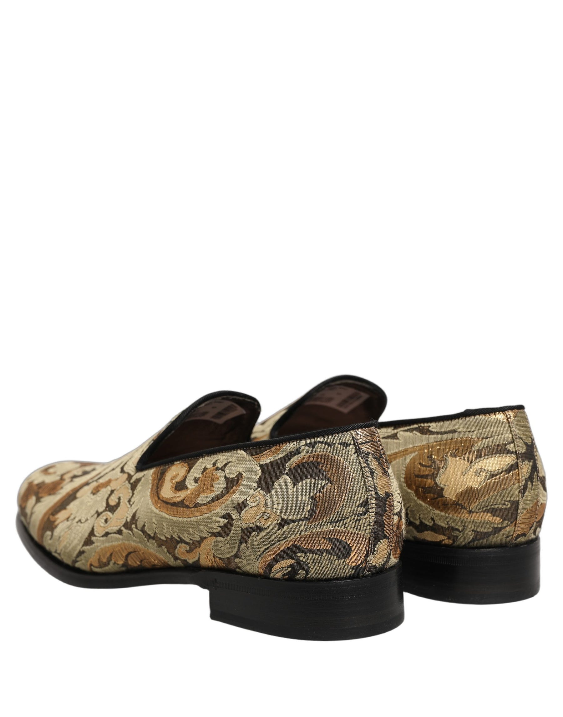 Dolce & Gabbana Gold Brocade Slip On Men Dress Loafers Shoes | Regal Royce