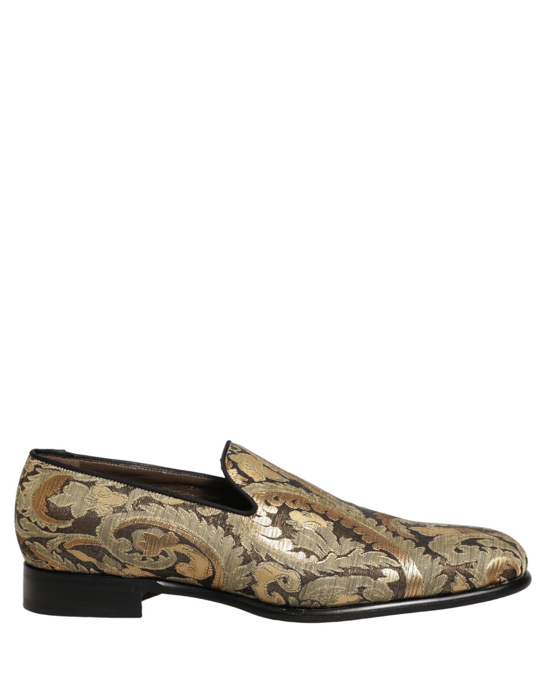 Dolce & Gabbana Gold Brocade Slip On Men Dress Loafers Shoes | Regal Royce