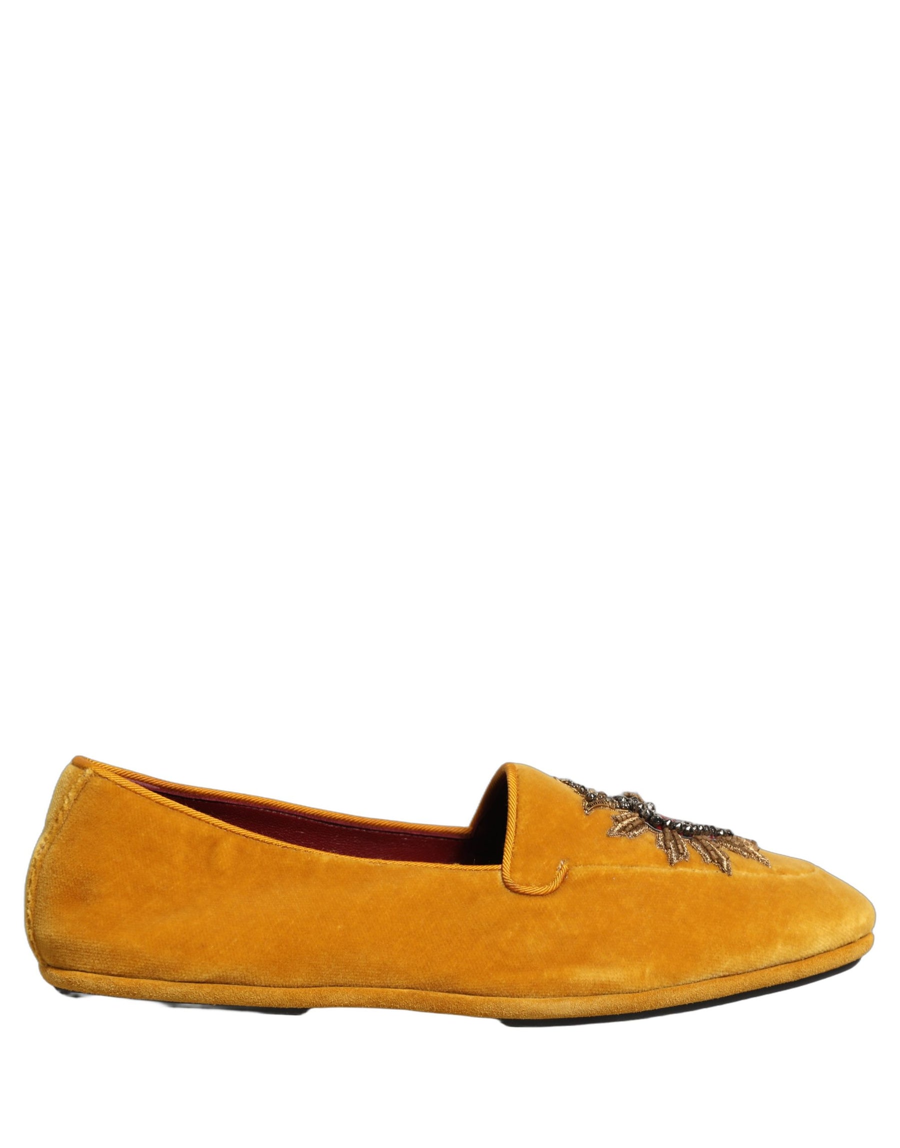 Dolce & Gabbana Yellow Velvet DG Heart Loafers Flats Shoes | Regal Royce
