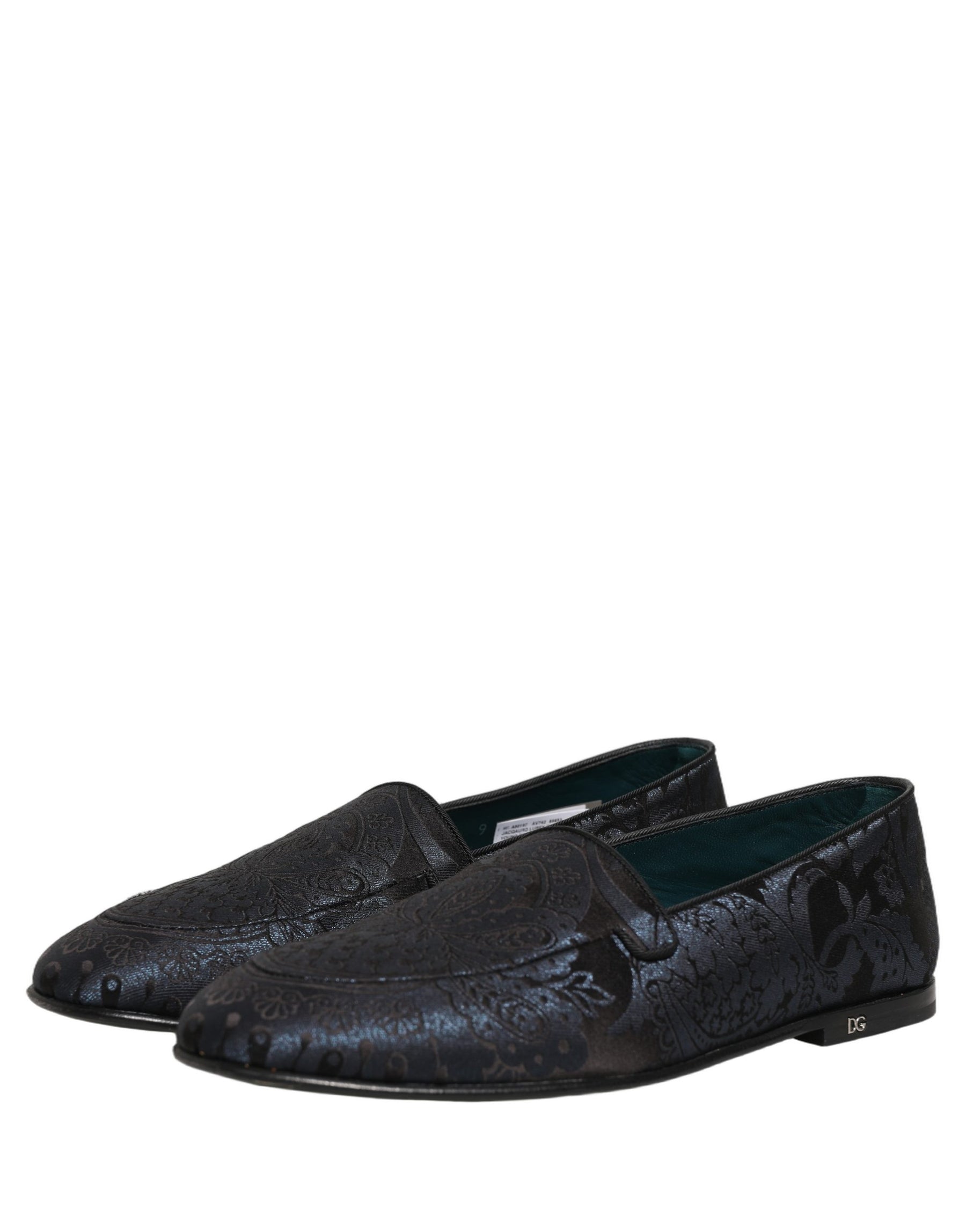 Dolce & Gabbana Blue Jacquard Leather Slip On Loafers Shoes | Regal Royce