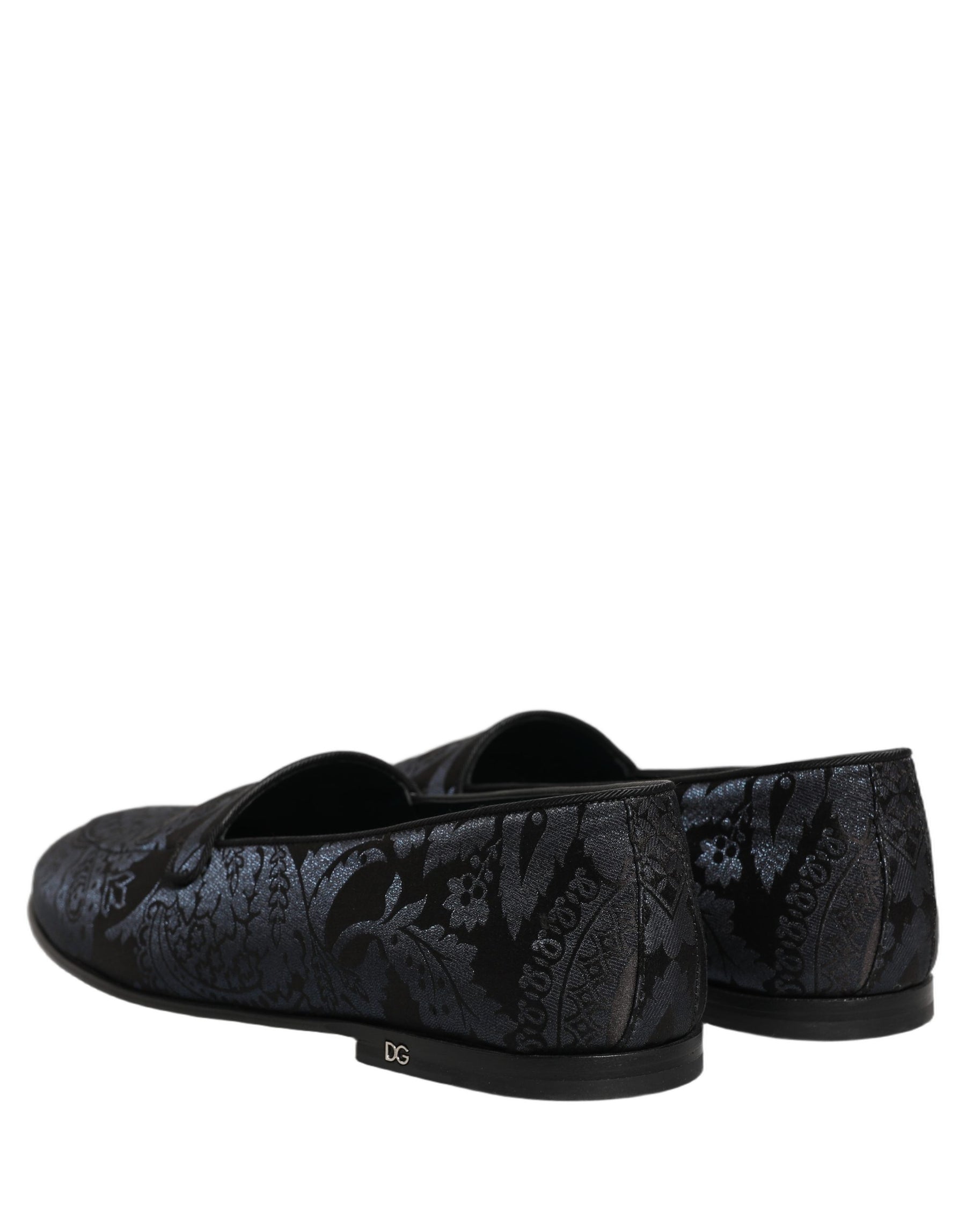 Dolce & Gabbana Blue Jacquard Leather Slip On Loafers Shoes | Regal Royce