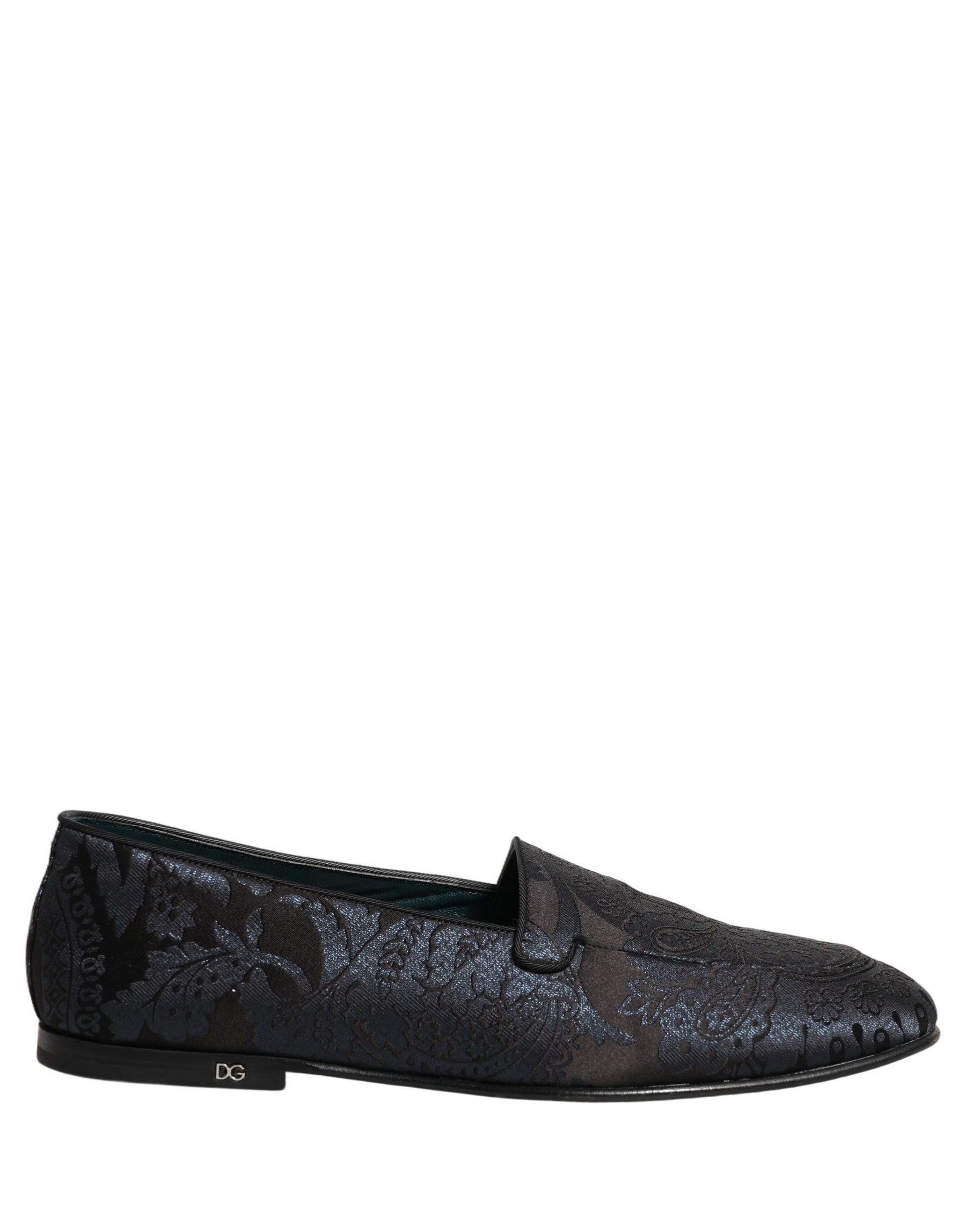 Dolce & Gabbana Blue Jacquard Leather Slip On Loafers Shoes | Regal Royce