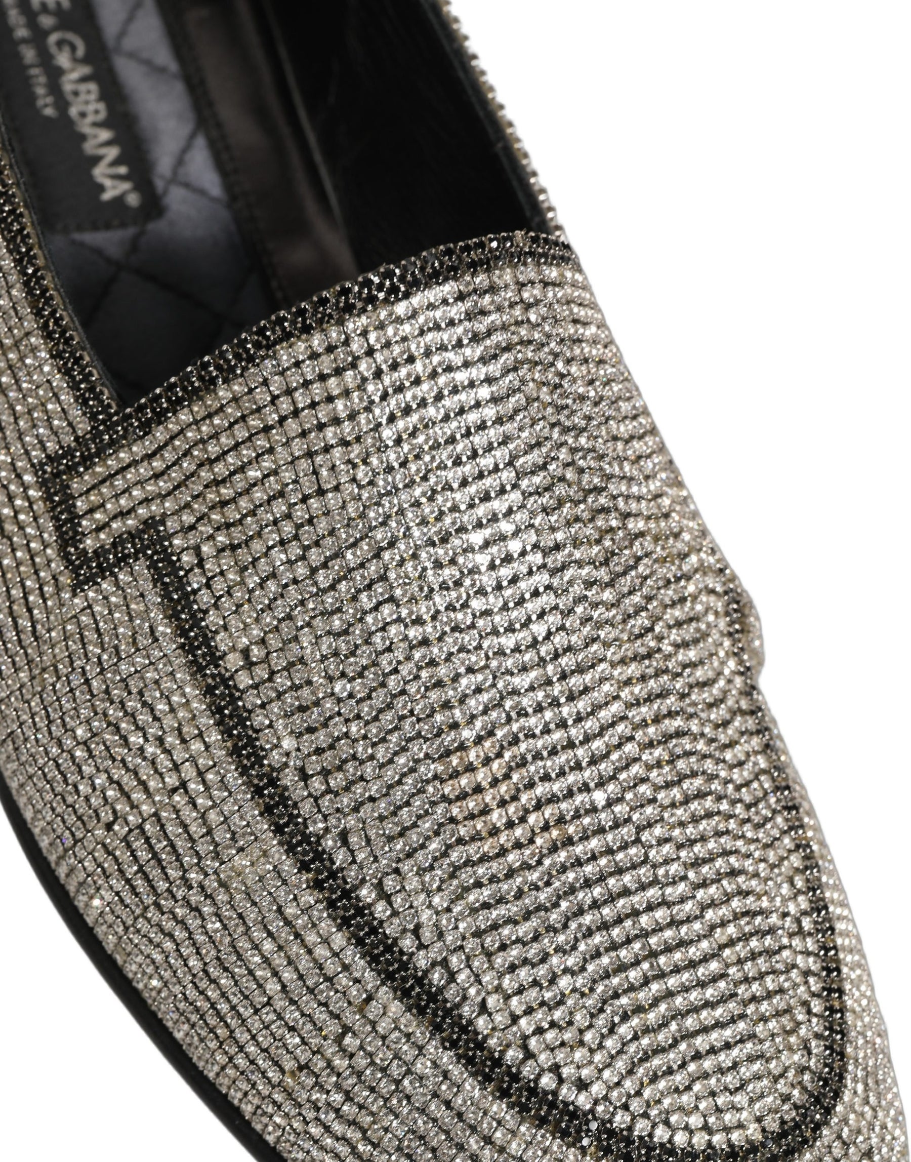 Dolce & Gabbana Silver Crystal Embellished Men Loafers Shoes | Regal Royce