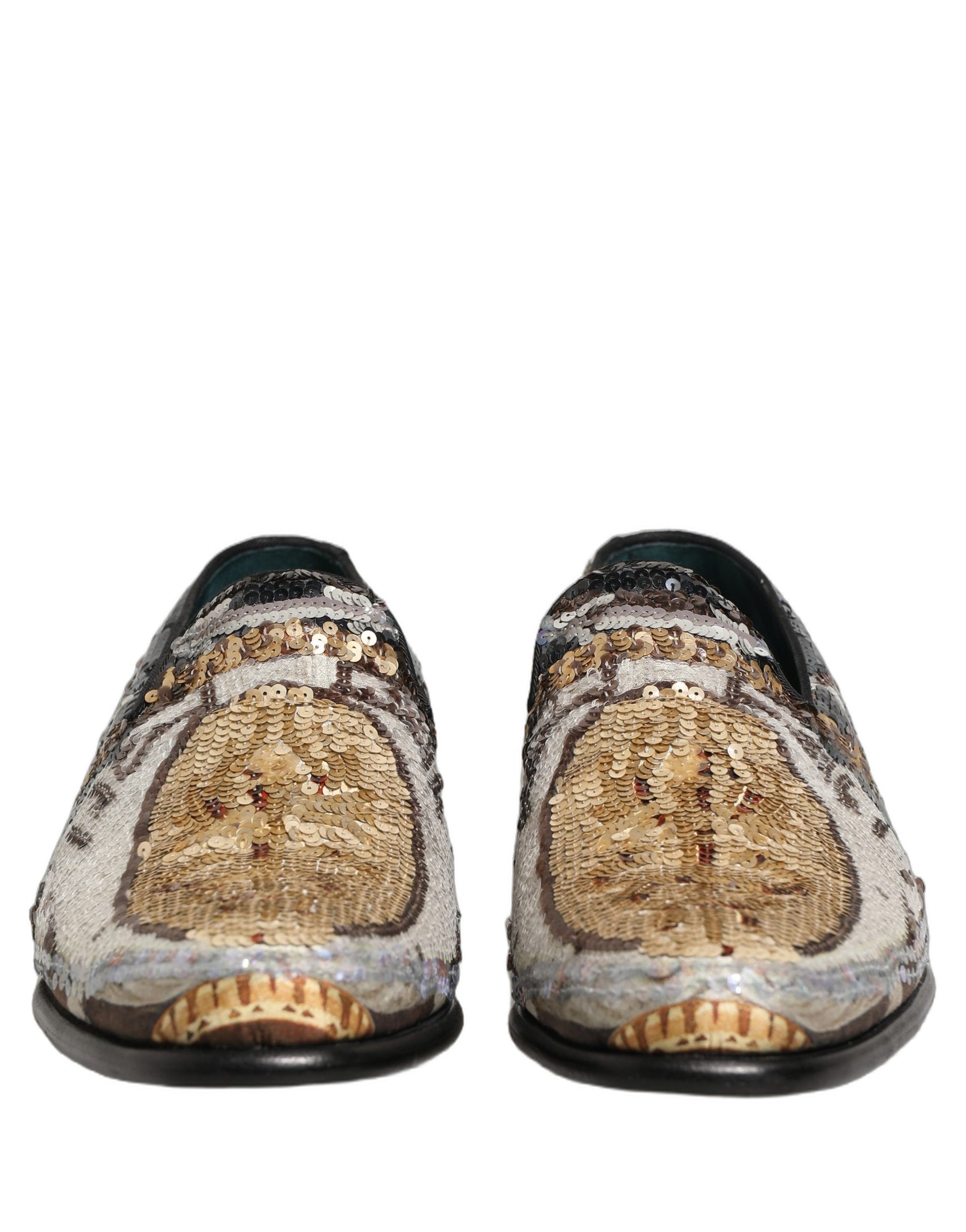 Dolce & Gabbana Multicolor Embroidered Sequin Loafers Shoes | Regal Royce