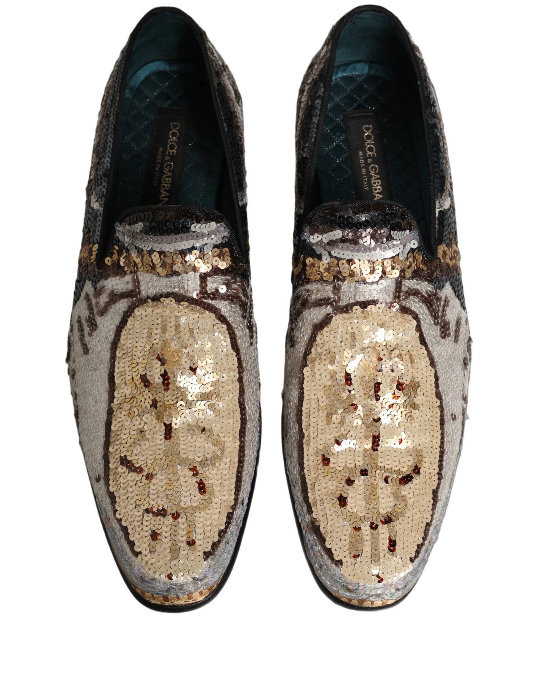 Dolce & Gabbana Multicolor Embroidered Sequin Loafers Shoes | Regal Royce